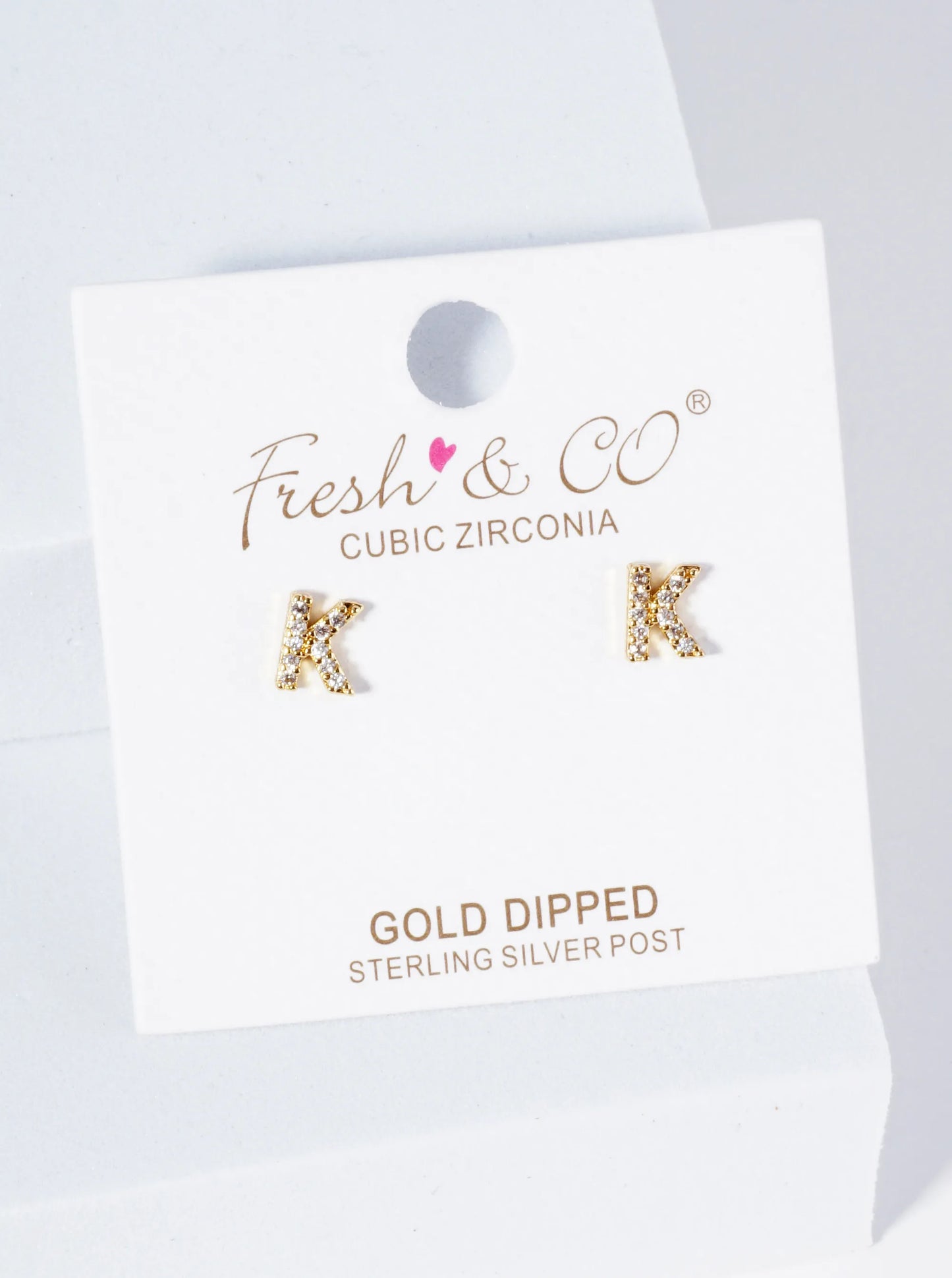 18K Gold Dipped Micro Pave Set Cubic Zirconia Initial Stud Earrings