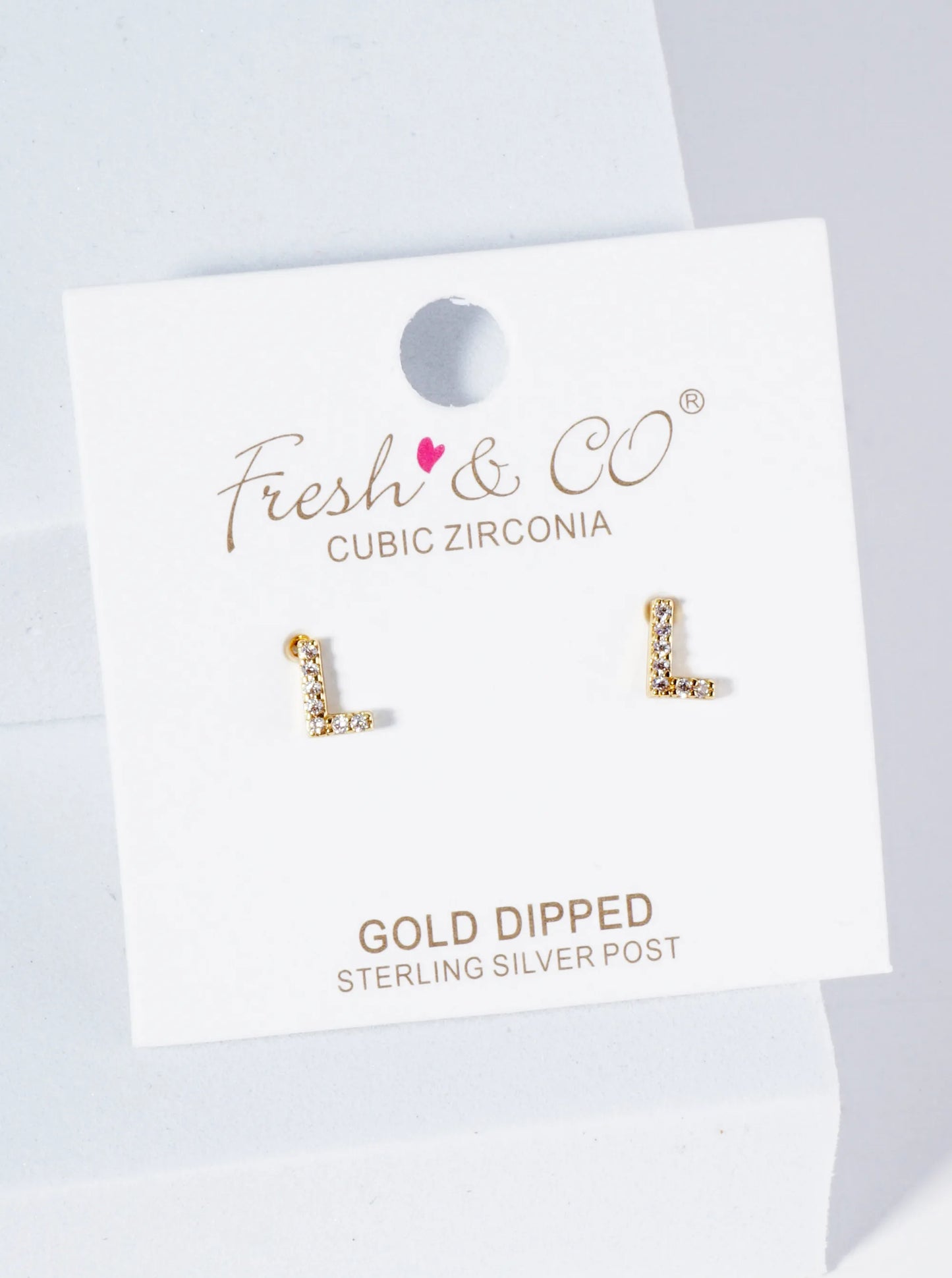 18K Gold Dipped Micro Pave Set Cubic Zirconia Initial Stud Earrings