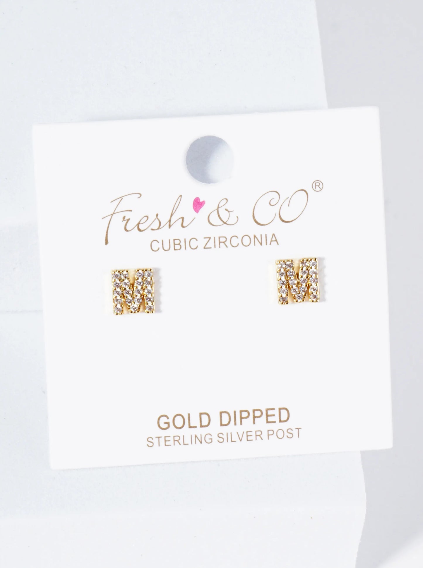 18K Gold Dipped Micro Pave Set Cubic Zirconia Initial Stud Earrings