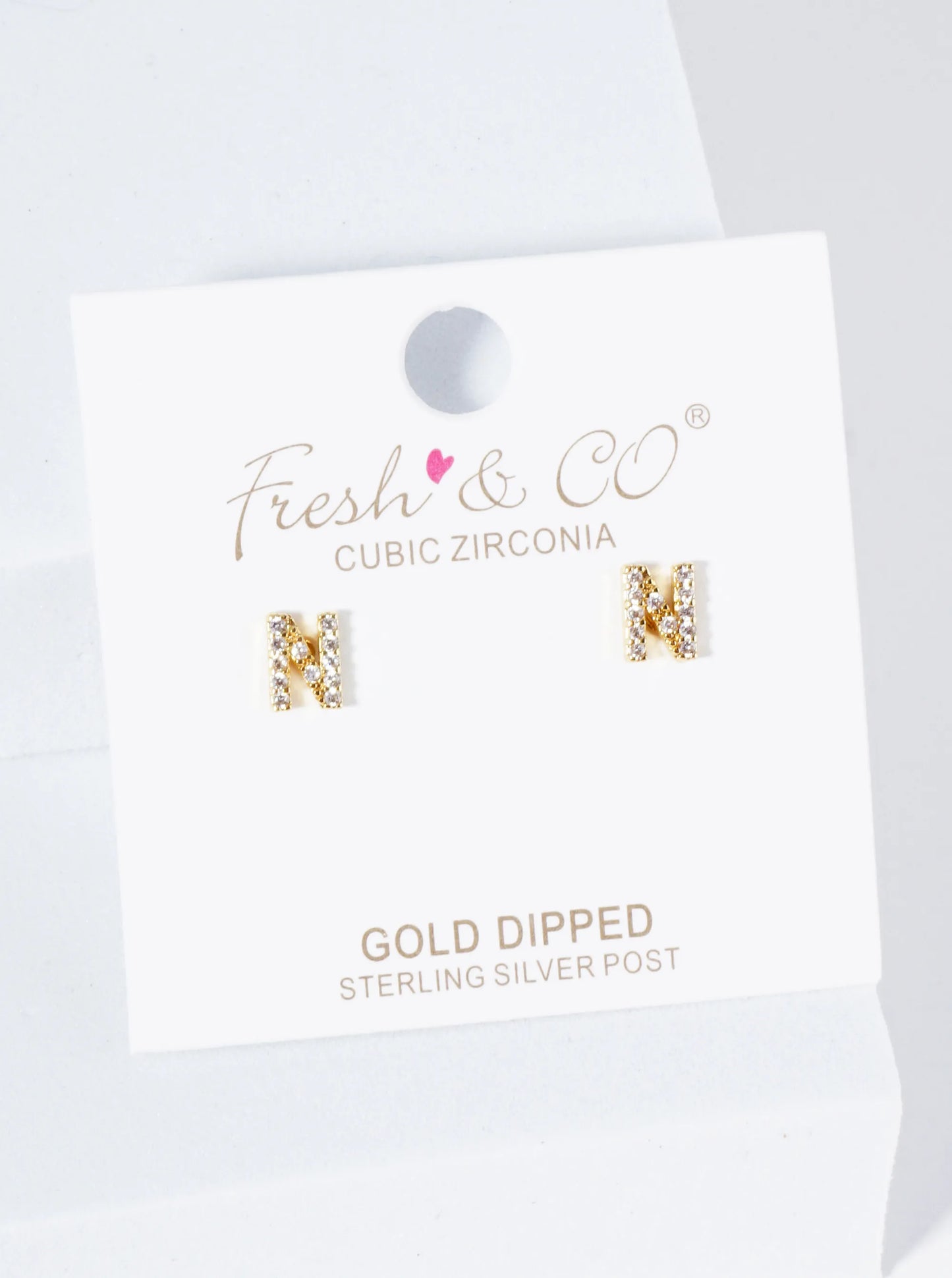 18K Gold Dipped Micro Pave Set Cubic Zirconia Initial Stud Earrings