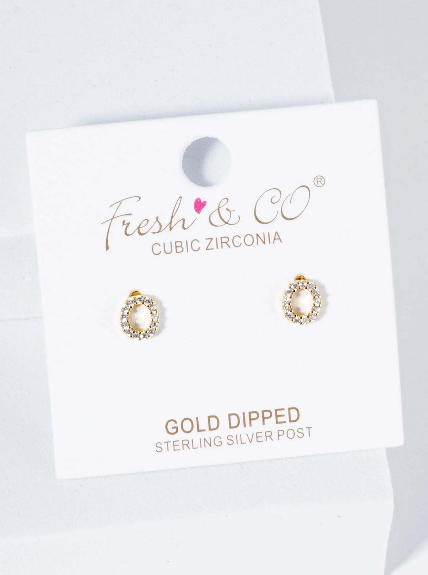 18K Gold Dipped Micro Pave Set Cubic Zirconia Initial Stud Earrings