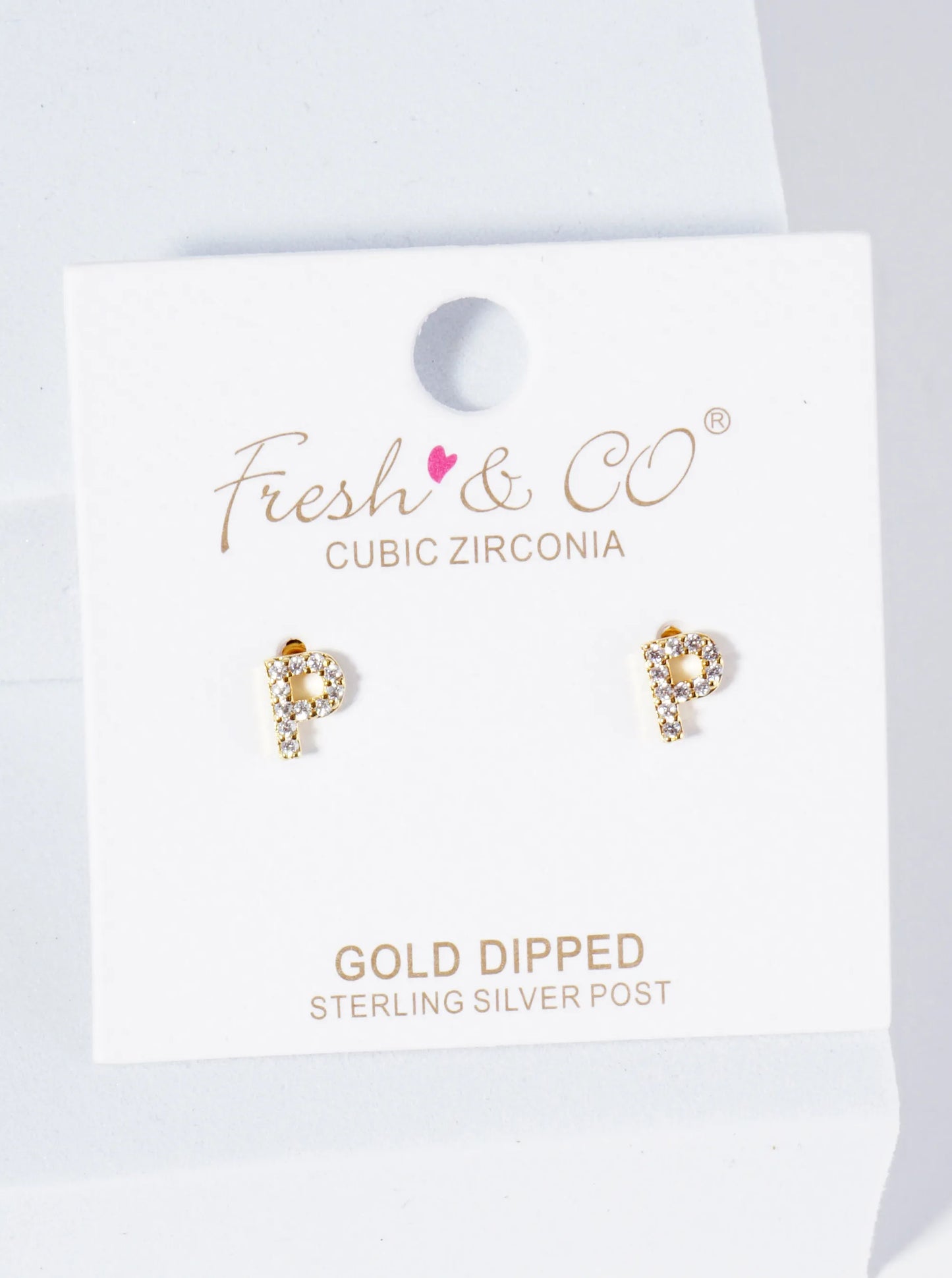 18K Gold Dipped Micro Pave Set Cubic Zirconia Initial Stud Earrings