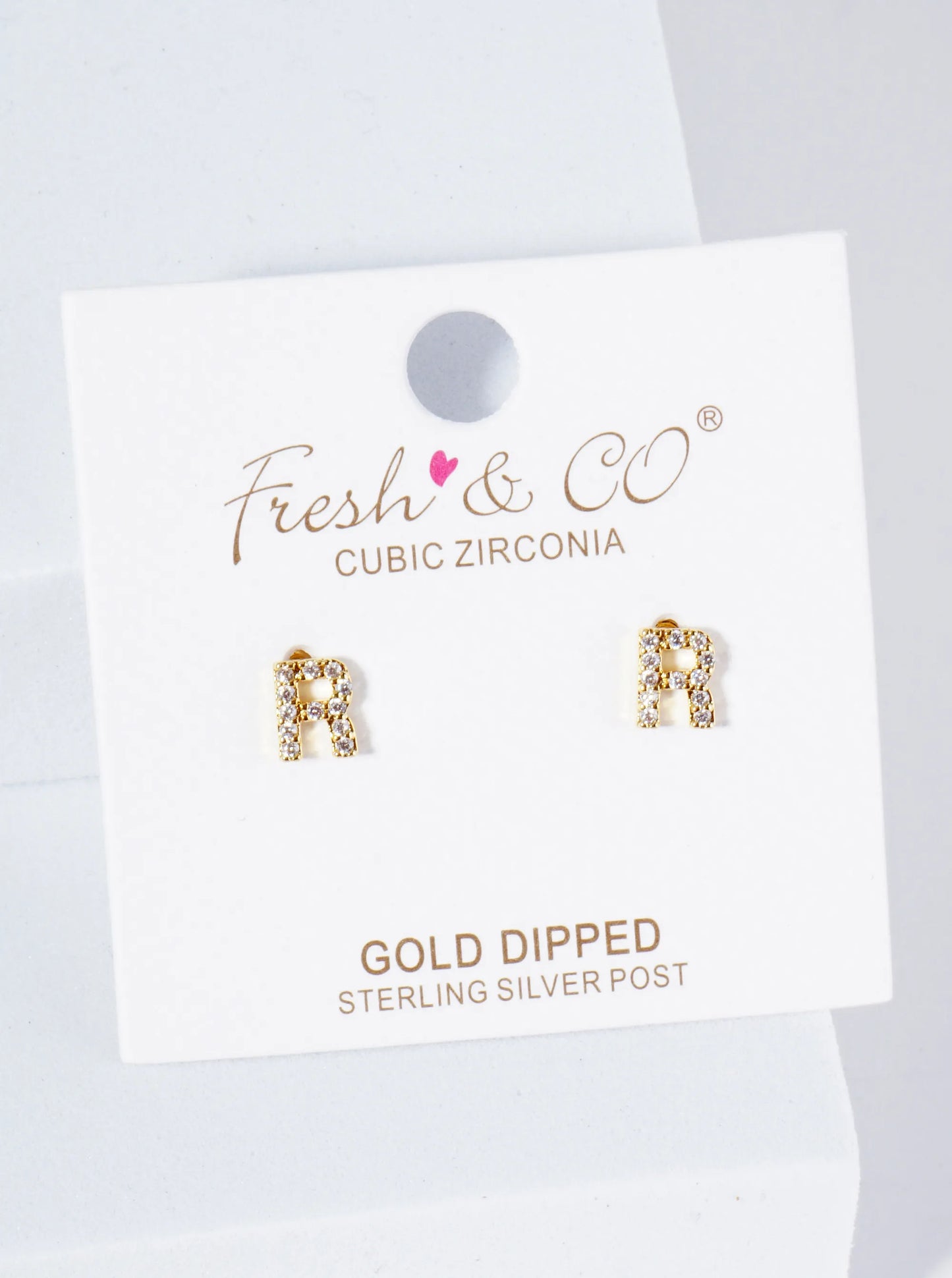 18K Gold Dipped Micro Pave Set Cubic Zirconia Initial Stud Earrings
