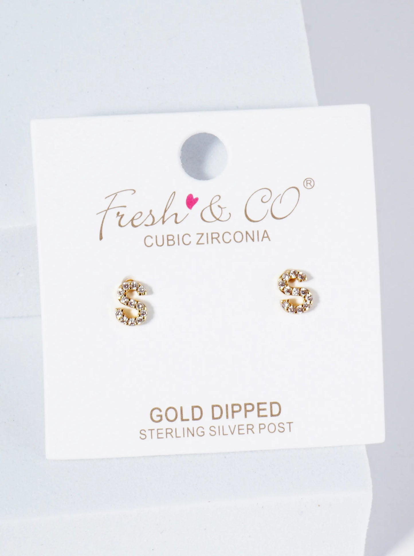 18K Gold Dipped Micro Pave Set Cubic Zirconia Initial Stud Earrings