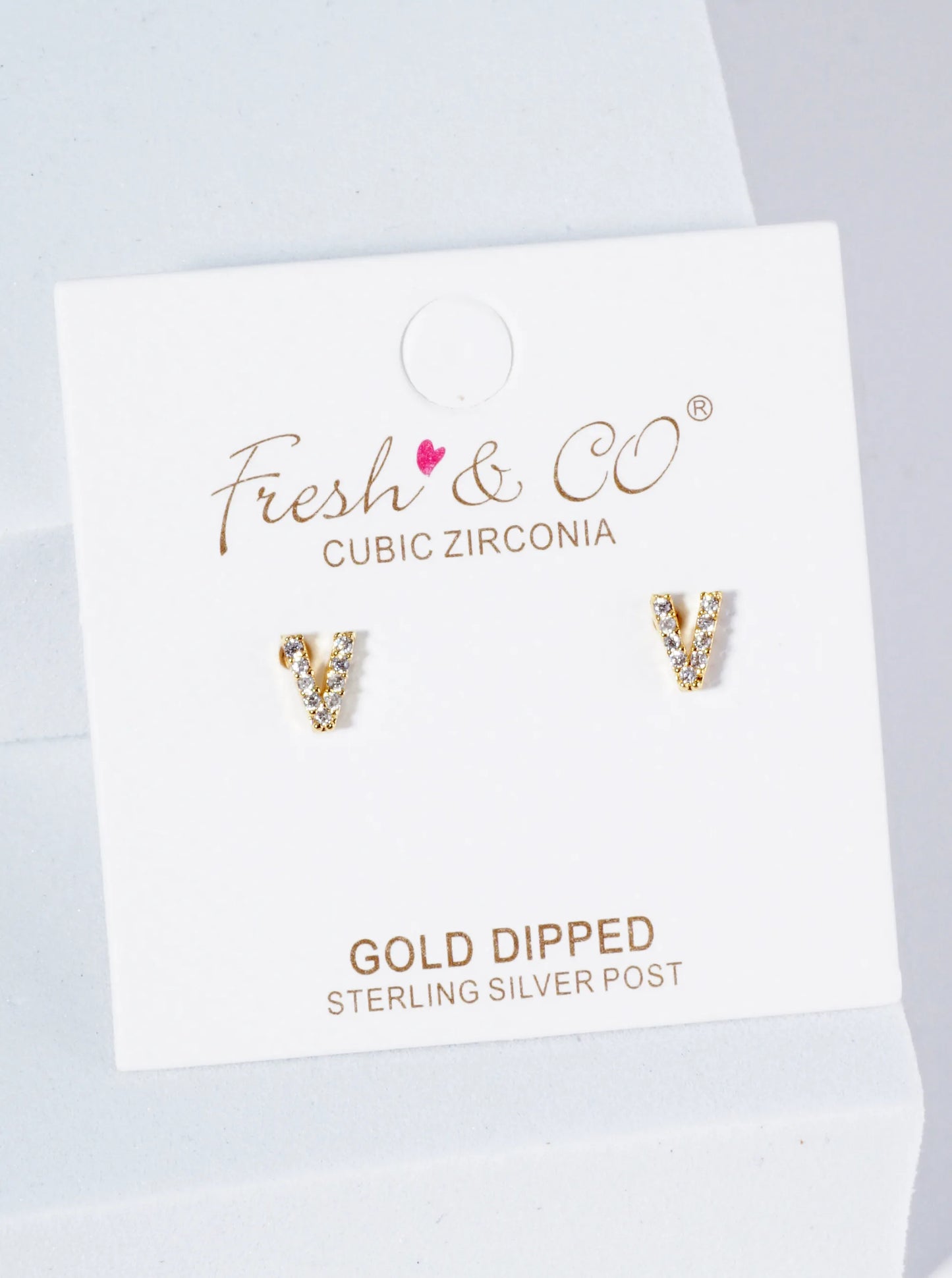 18K Gold Dipped Micro Pave Set Cubic Zirconia Initial Stud Earrings