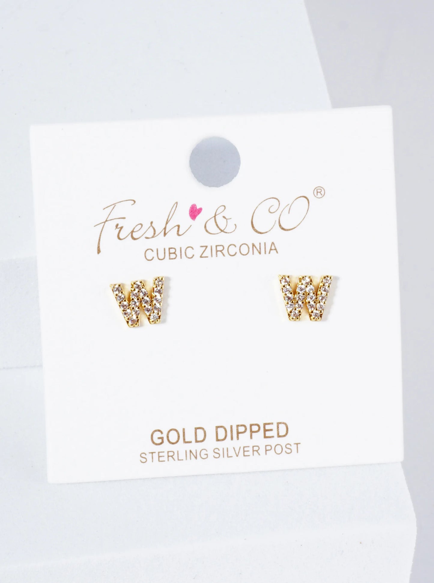 18K Gold Dipped Micro Pave Set Cubic Zirconia Initial Stud Earrings