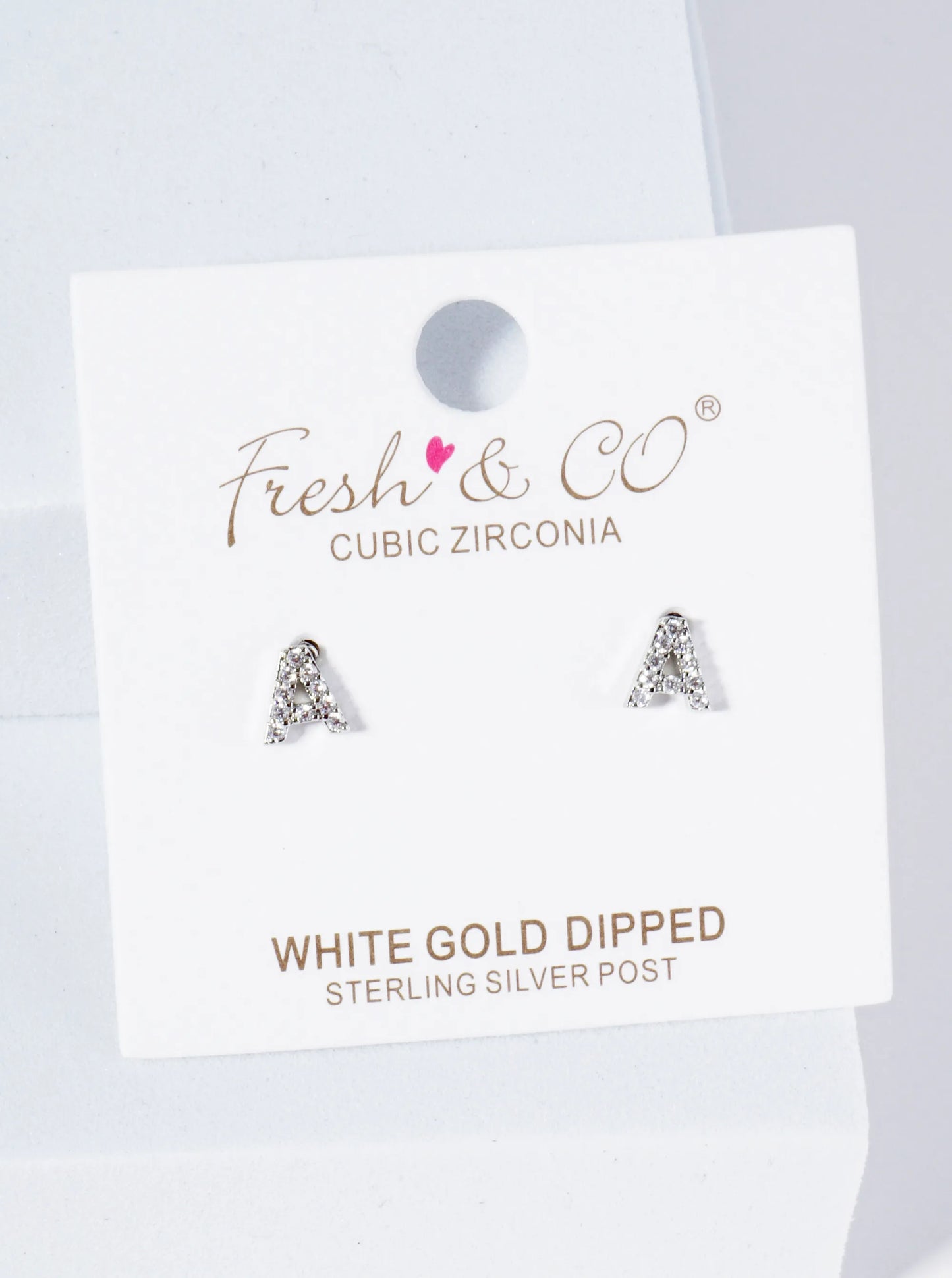 18K Gold Dipped Micro Pave Set Cubic Zirconia Initial Stud Earrings