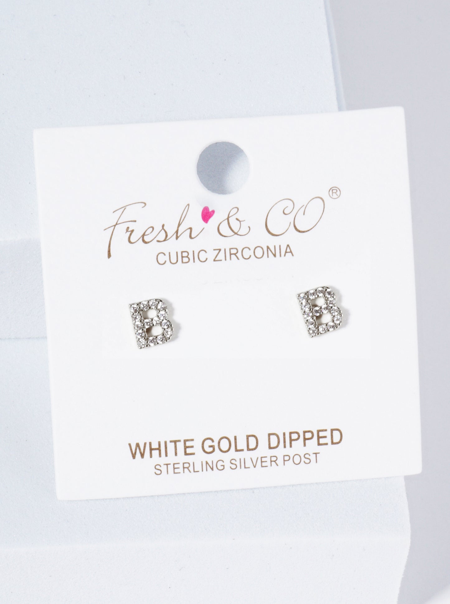 18K Gold Dipped Micro Pave Set Cubic Zirconia Initial Stud Earrings