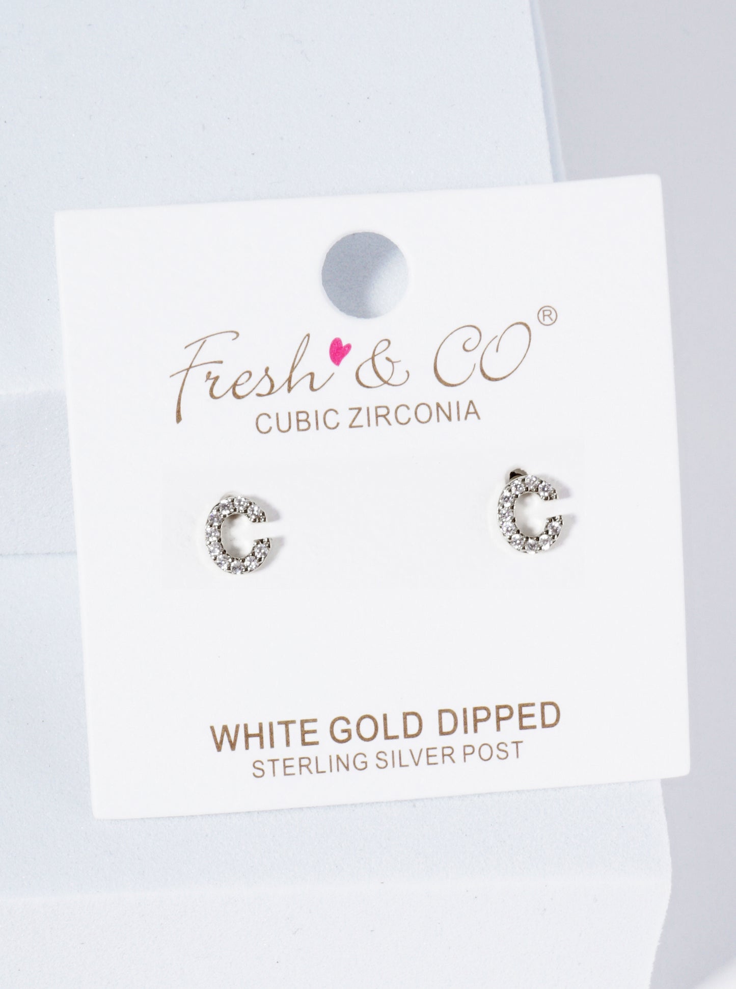 18K Gold Dipped Micro Pave Set Cubic Zirconia Initial Stud Earrings