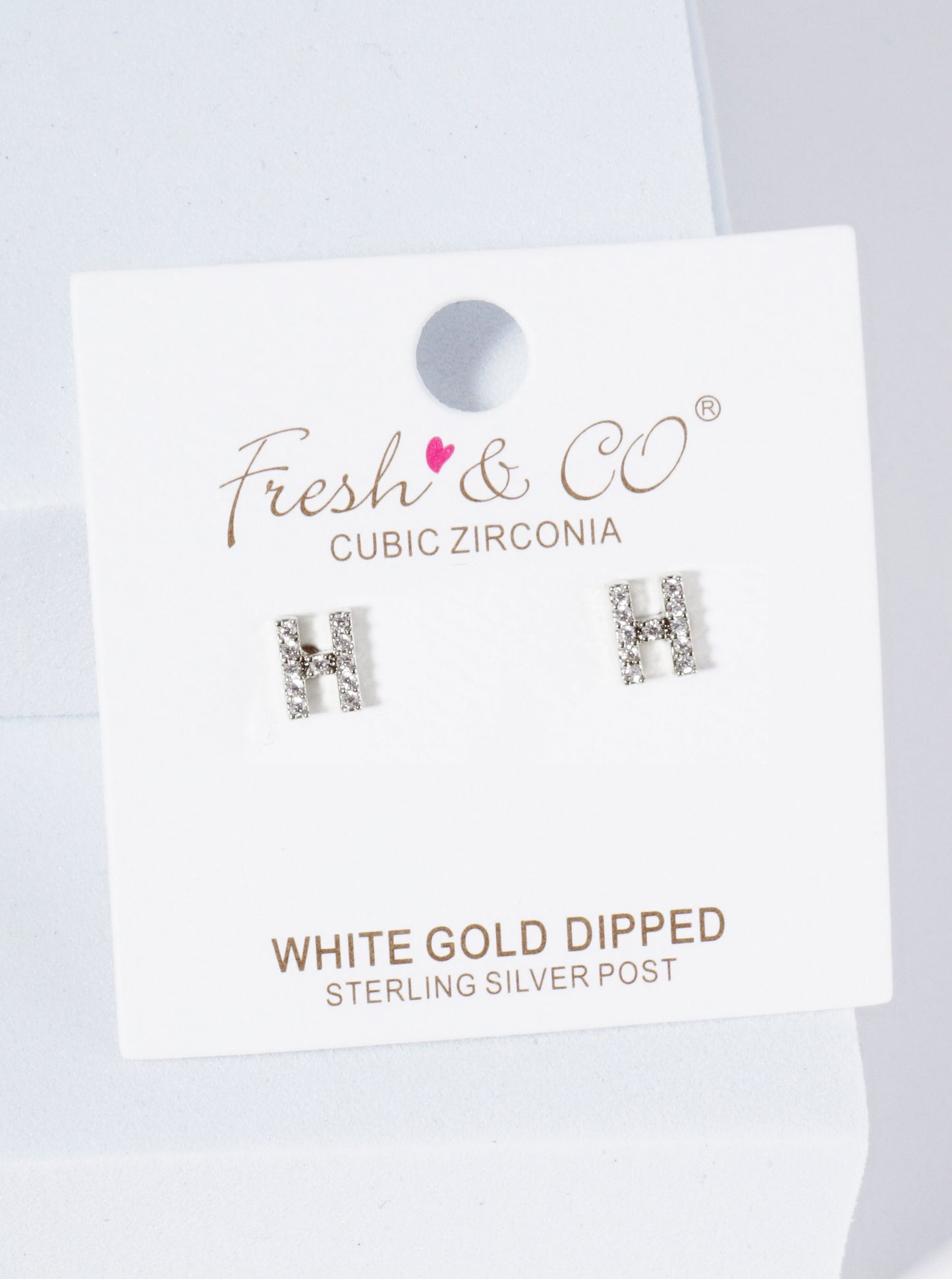 18K Gold Dipped Micro Pave Set Cubic Zirconia Initial Stud Earrings