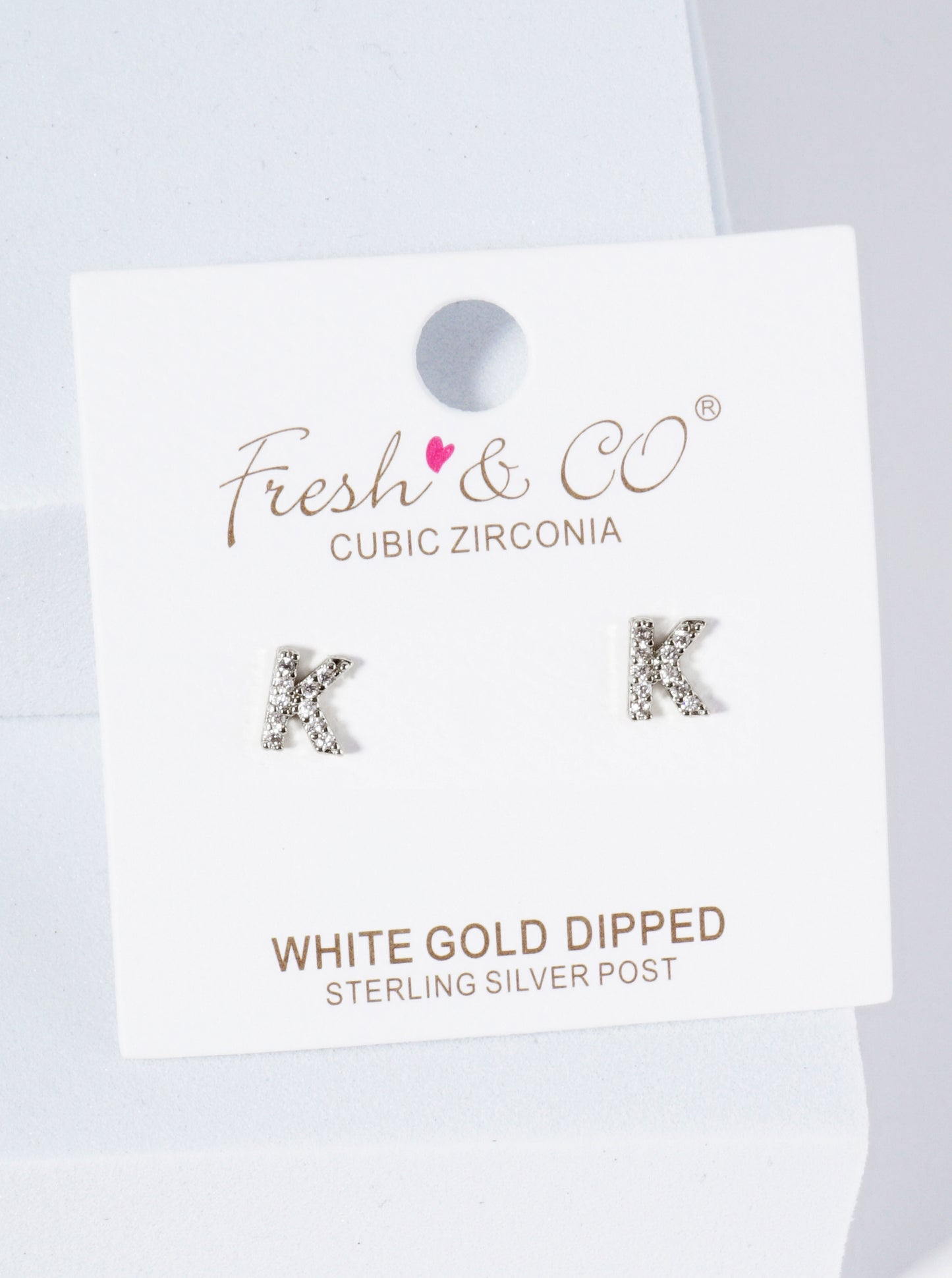 18K Gold Dipped Micro Pave Set Cubic Zirconia Initial Stud Earrings