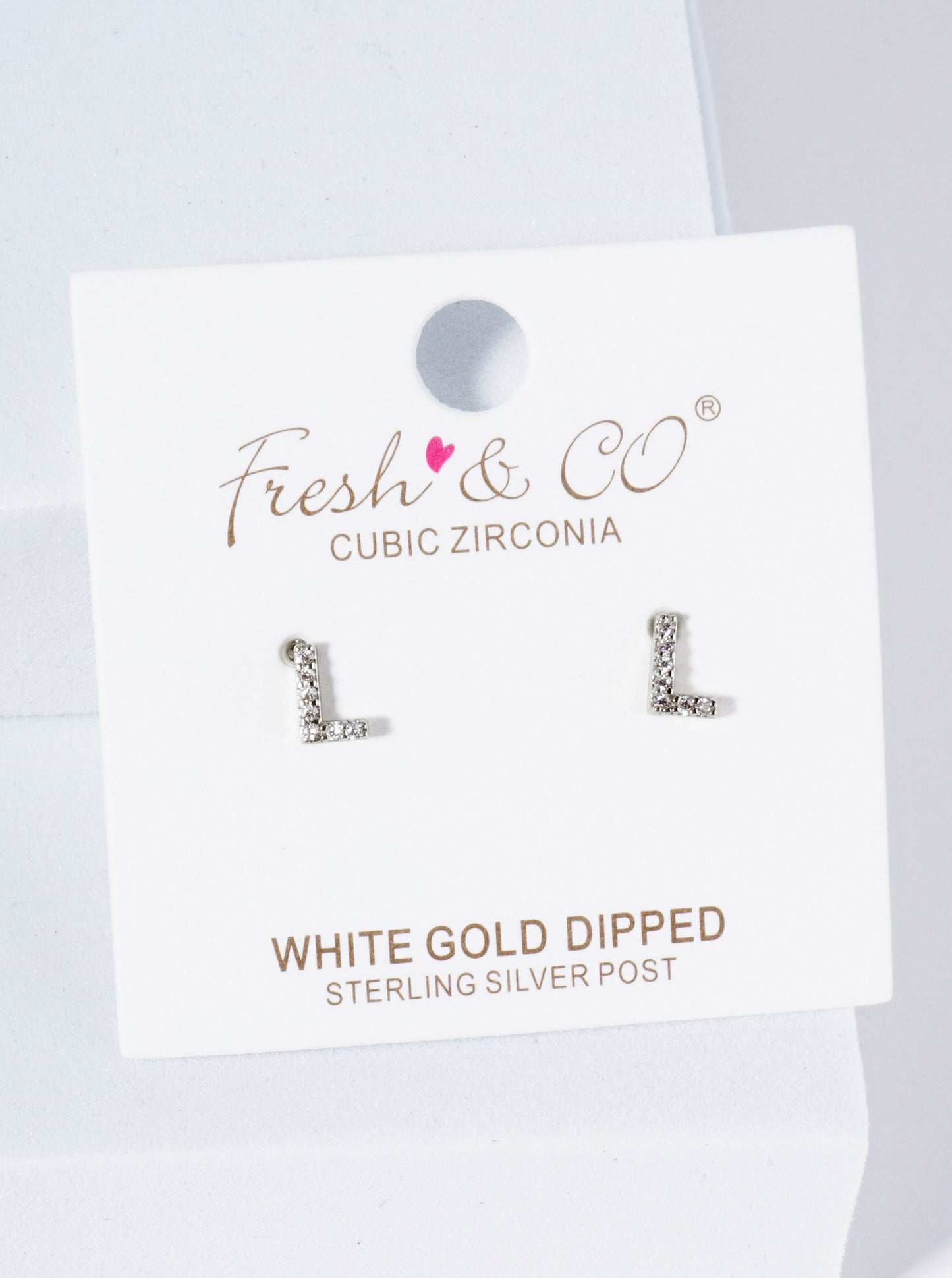 18K Gold Dipped Micro Pave Set Cubic Zirconia Initial Stud Earrings