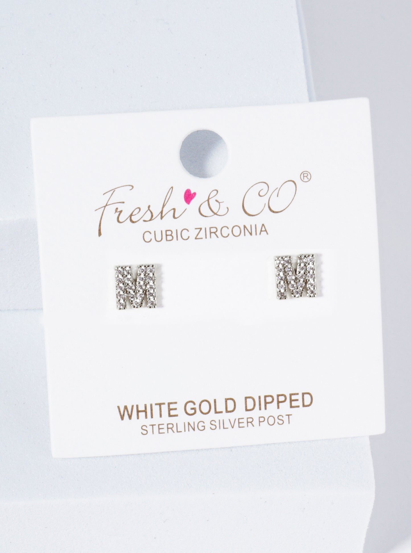18K Gold Dipped Micro Pave Set Cubic Zirconia Initial Stud Earrings