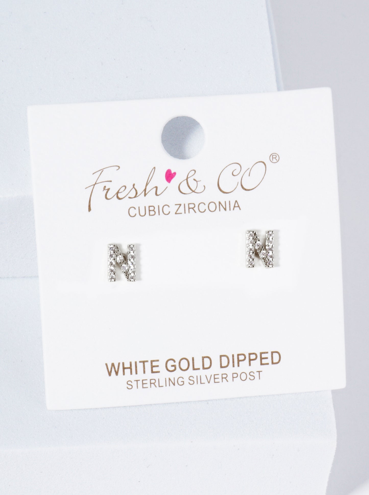 18K Gold Dipped Micro Pave Set Cubic Zirconia Initial Stud Earrings