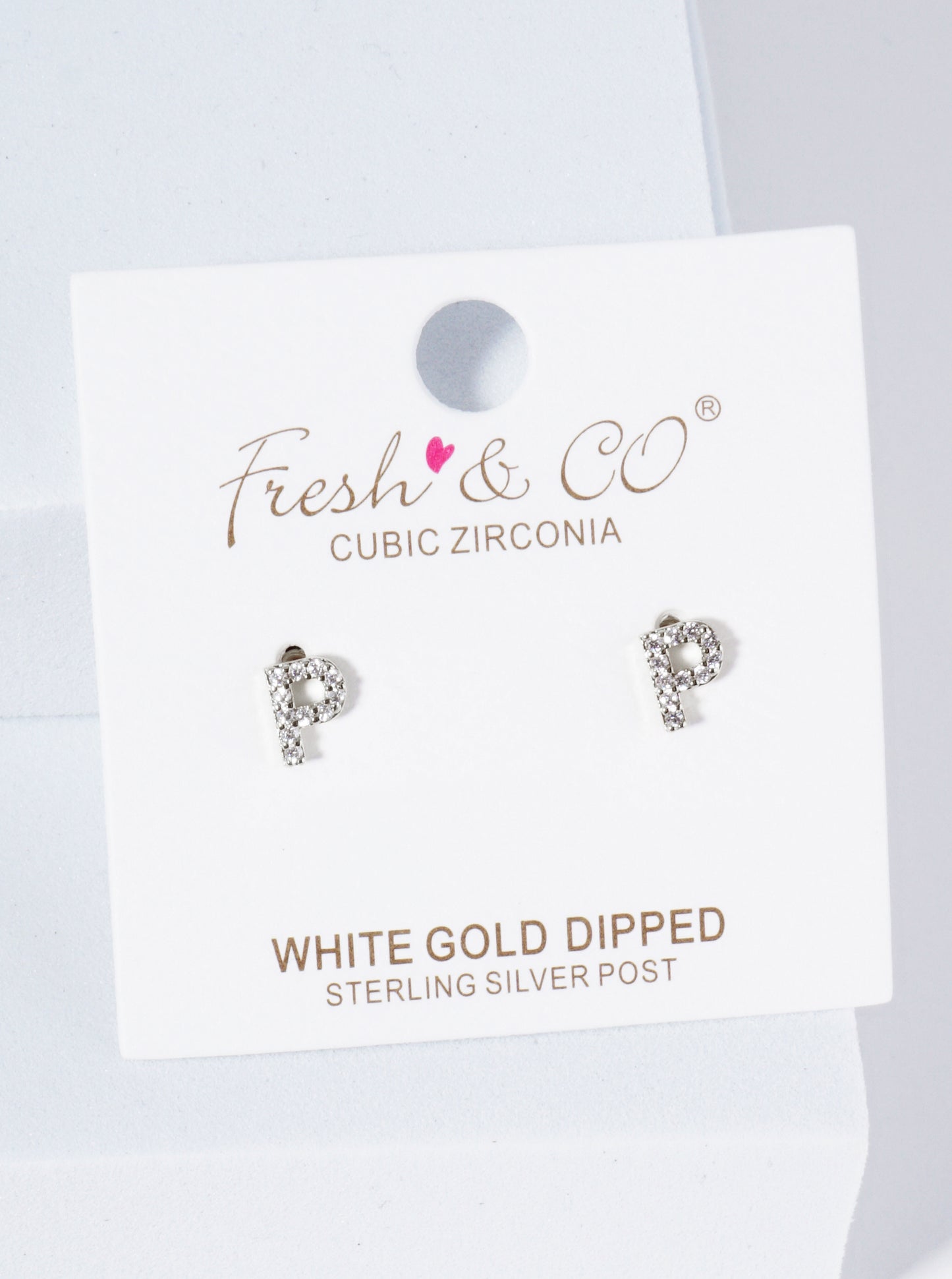 18K Gold Dipped Micro Pave Set Cubic Zirconia Initial Stud Earrings