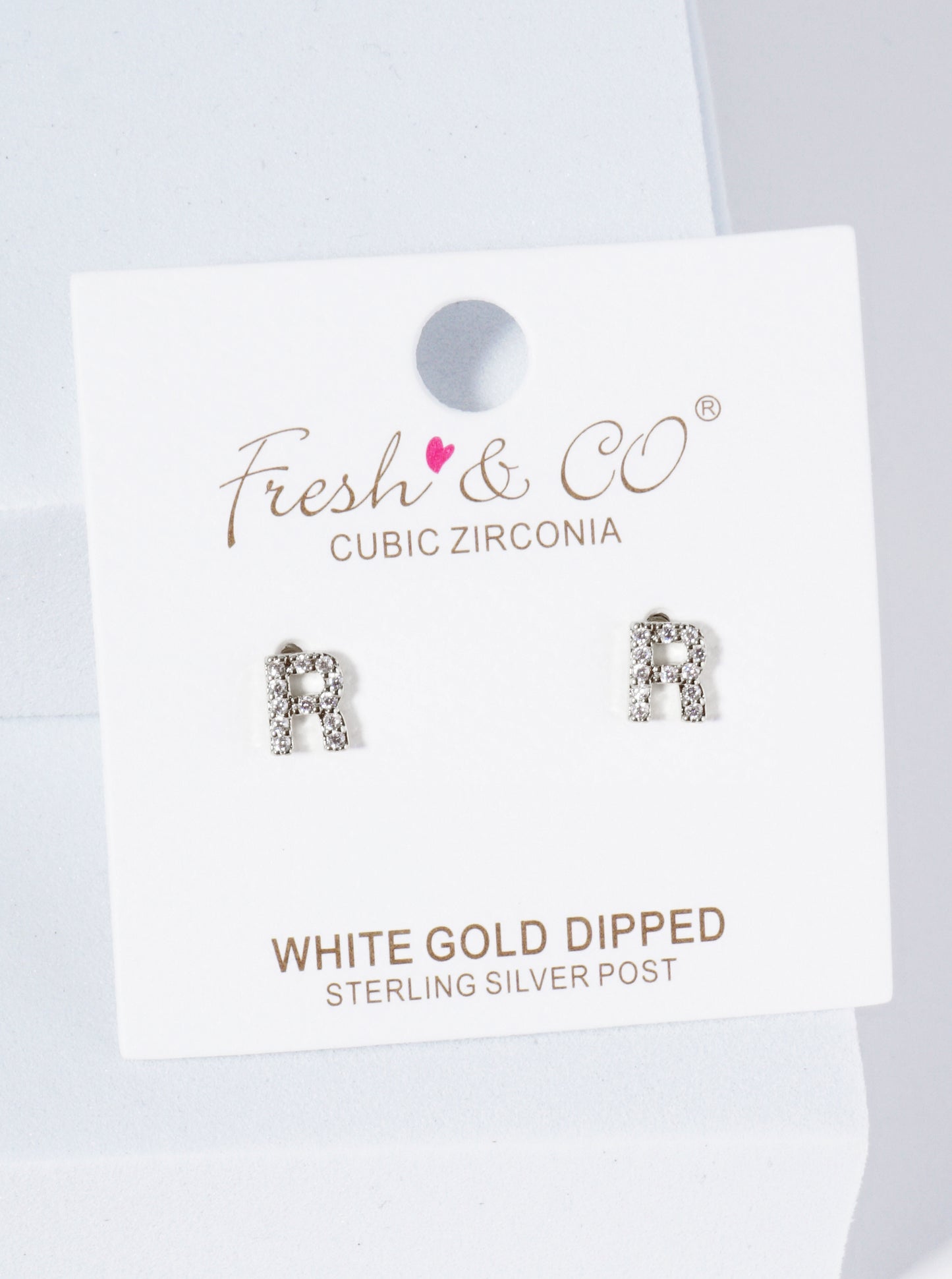 18K Gold Dipped Micro Pave Set Cubic Zirconia Initial Stud Earrings