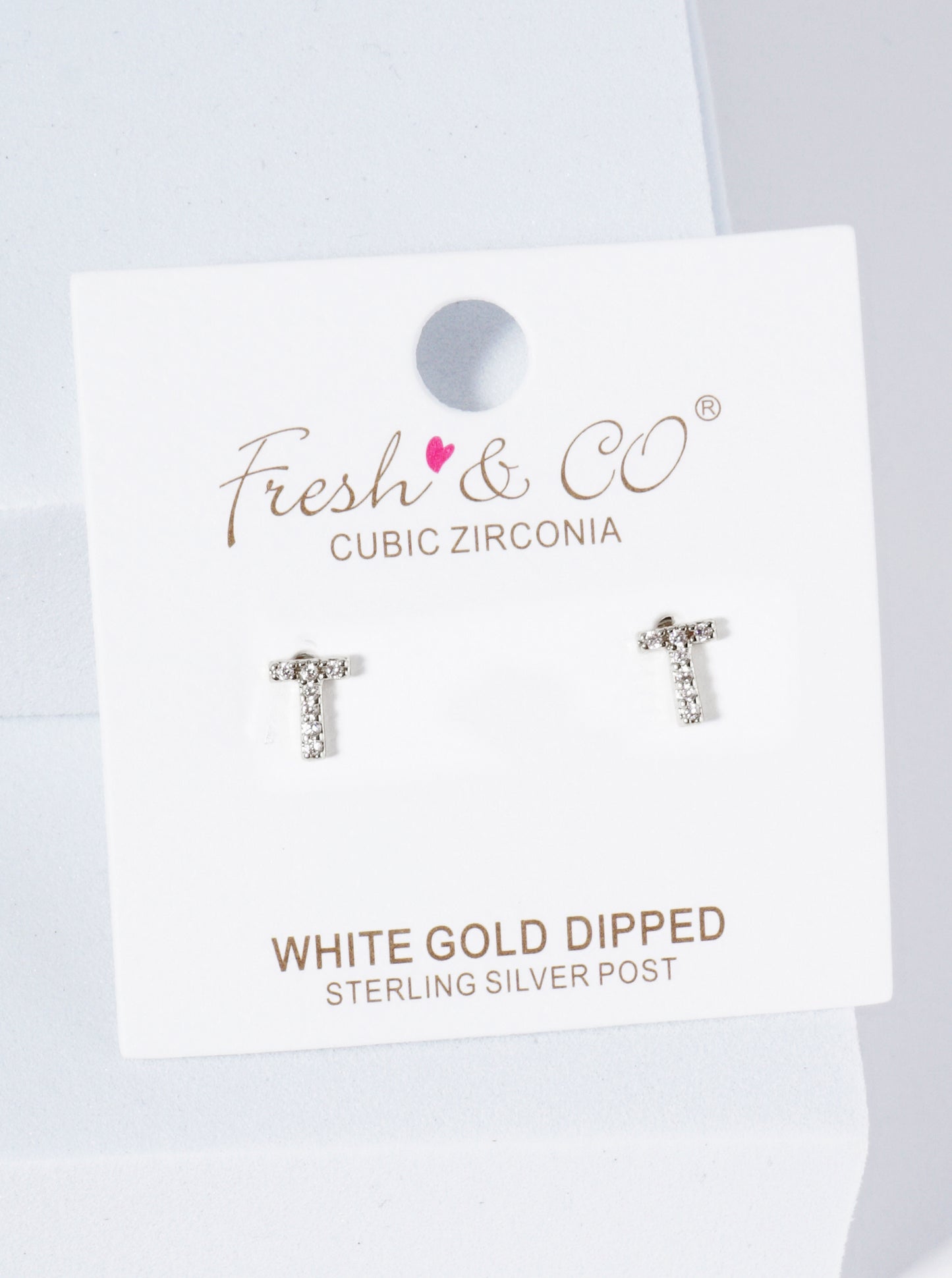18K Gold Dipped Micro Pave Set Cubic Zirconia Initial Stud Earrings