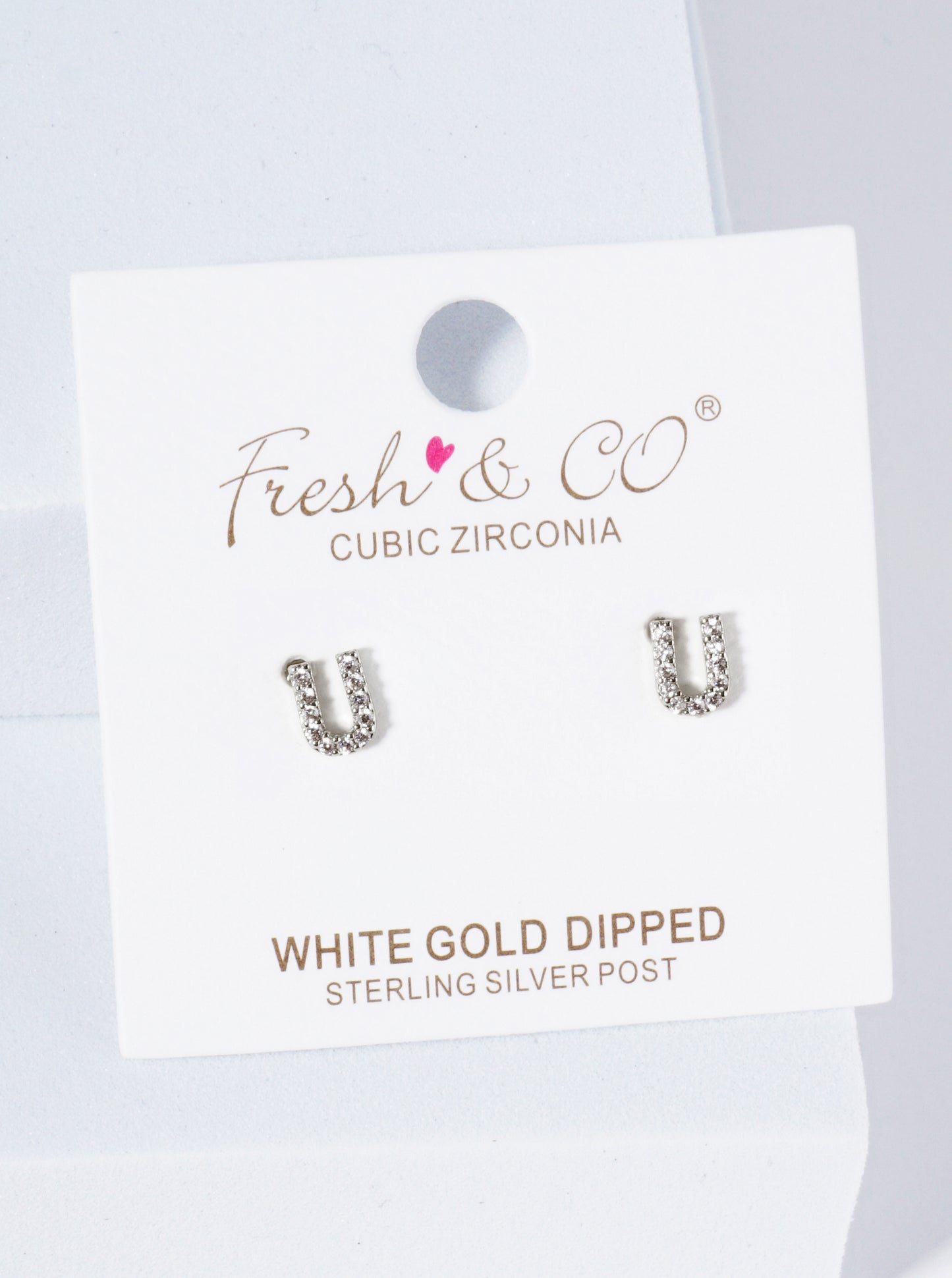 18K Gold Dipped Micro Pave Set Cubic Zirconia Initial Stud Earrings