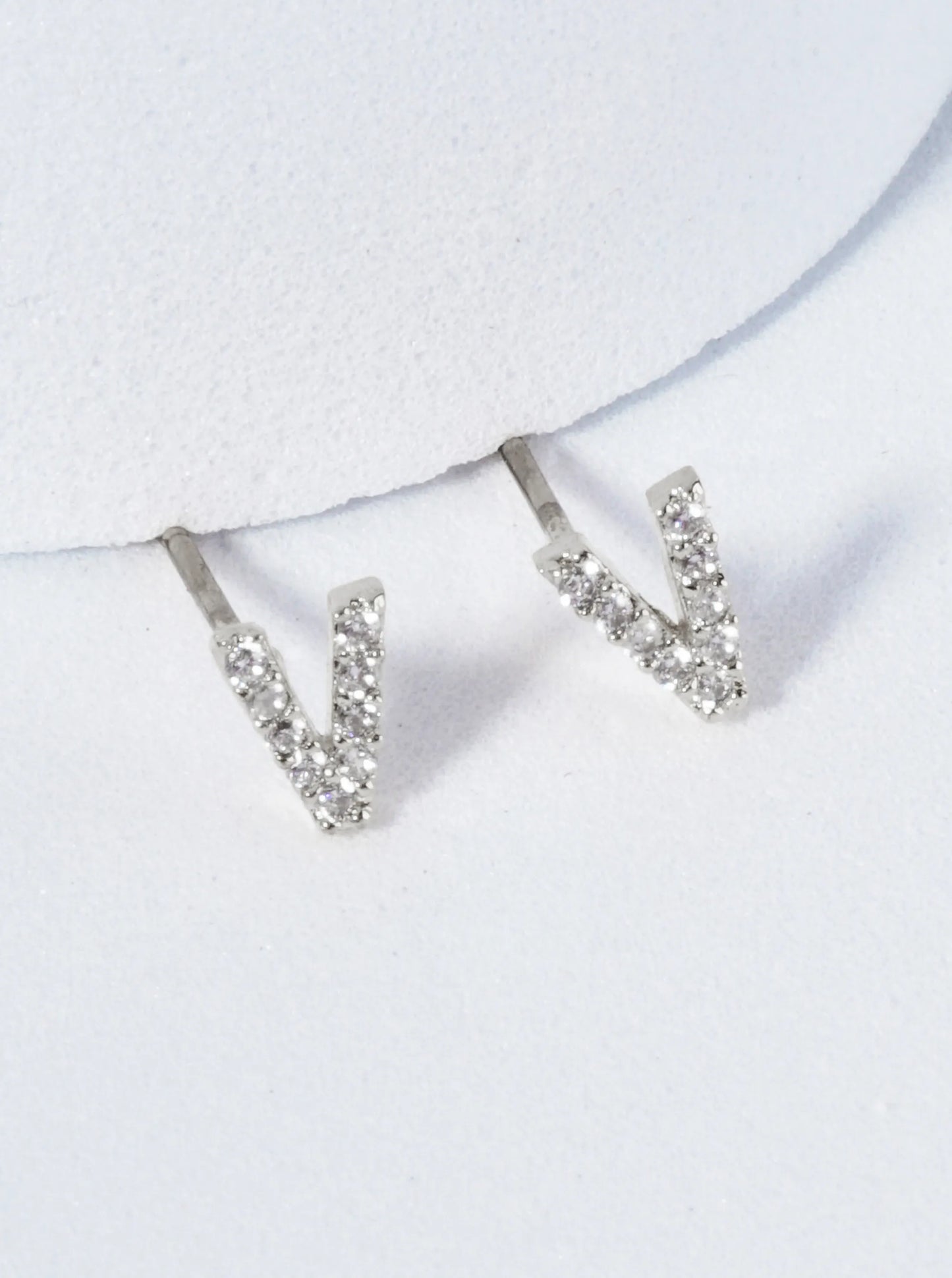 18K Gold Dipped Micro Pave Set Cubic Zirconia Initial Stud Earrings