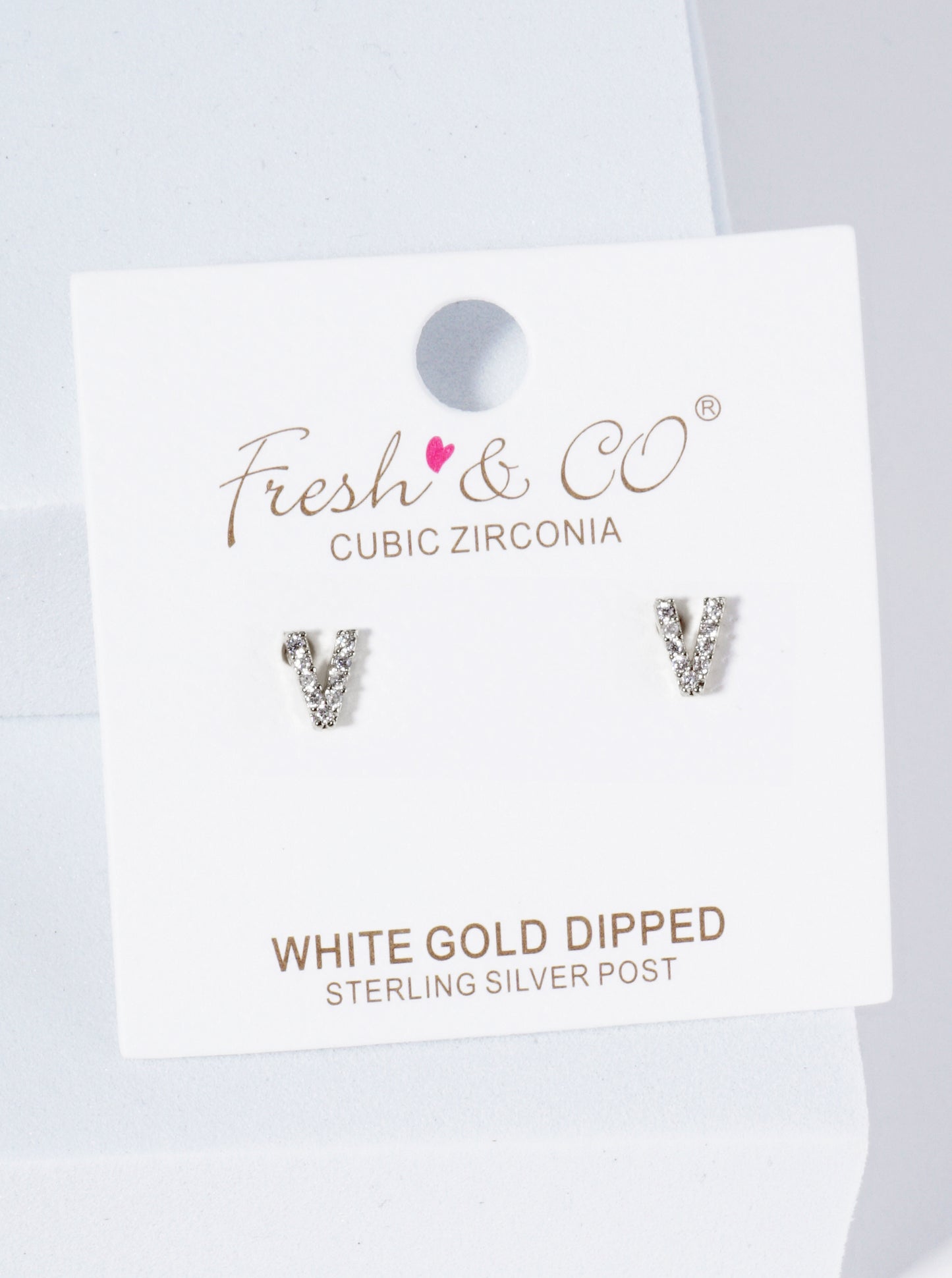 18K Gold Dipped Micro Pave Set Cubic Zirconia Initial Stud Earrings