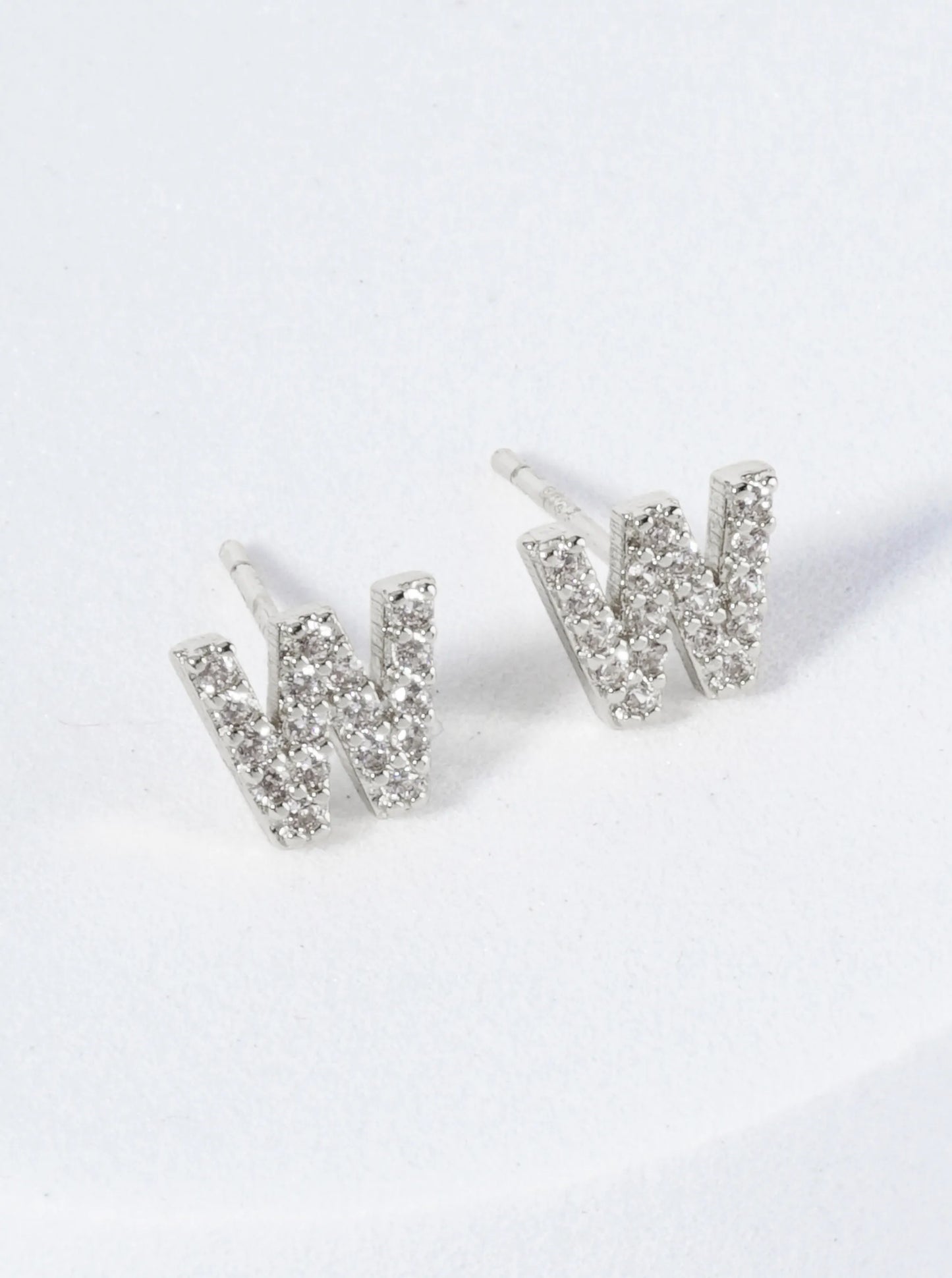 18K Gold Dipped Micro Pave Set Cubic Zirconia Initial Stud Earrings
