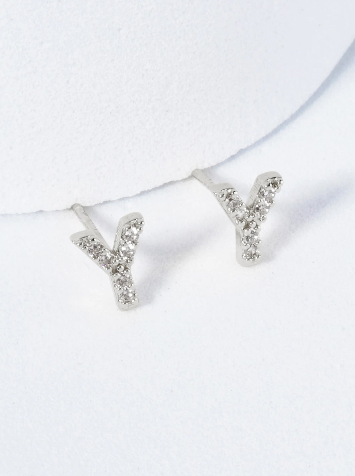 18K Gold Dipped Micro Pave Set Cubic Zirconia Initial Stud Earrings