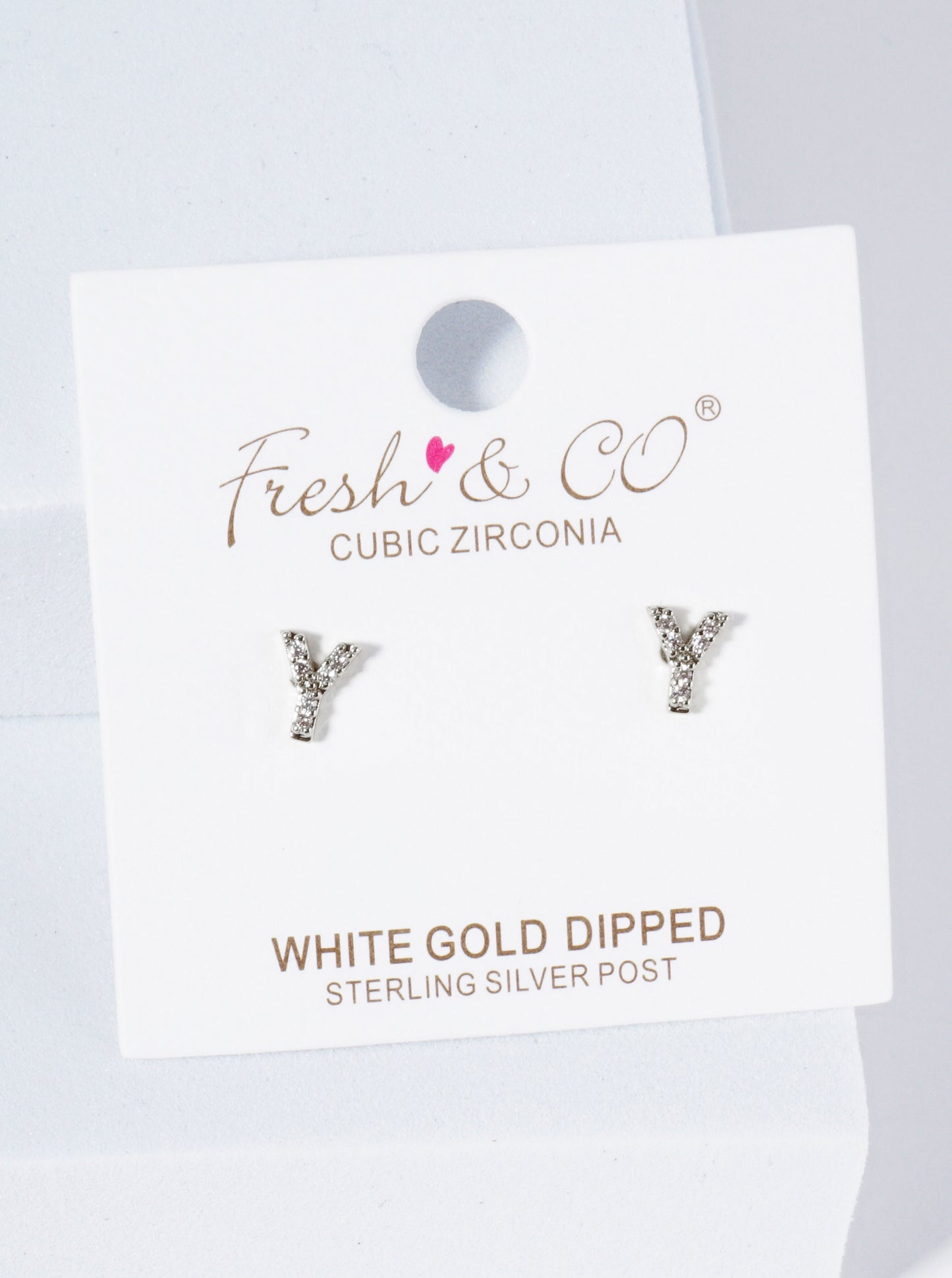 18K Gold Dipped Micro Pave Set Cubic Zirconia Initial Stud Earrings