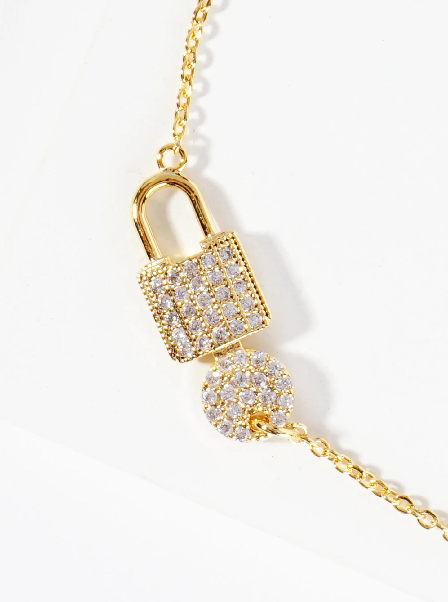 18K Gold Dipped Micro Pave Set Cubic Zirconia Lock And Key Brass Chain Anklet