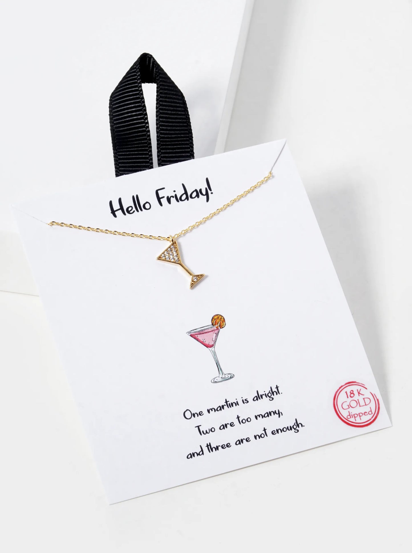 18K Gold Dipped Micro Pave Set Cubic Zirconia Martini Pendant Necklace