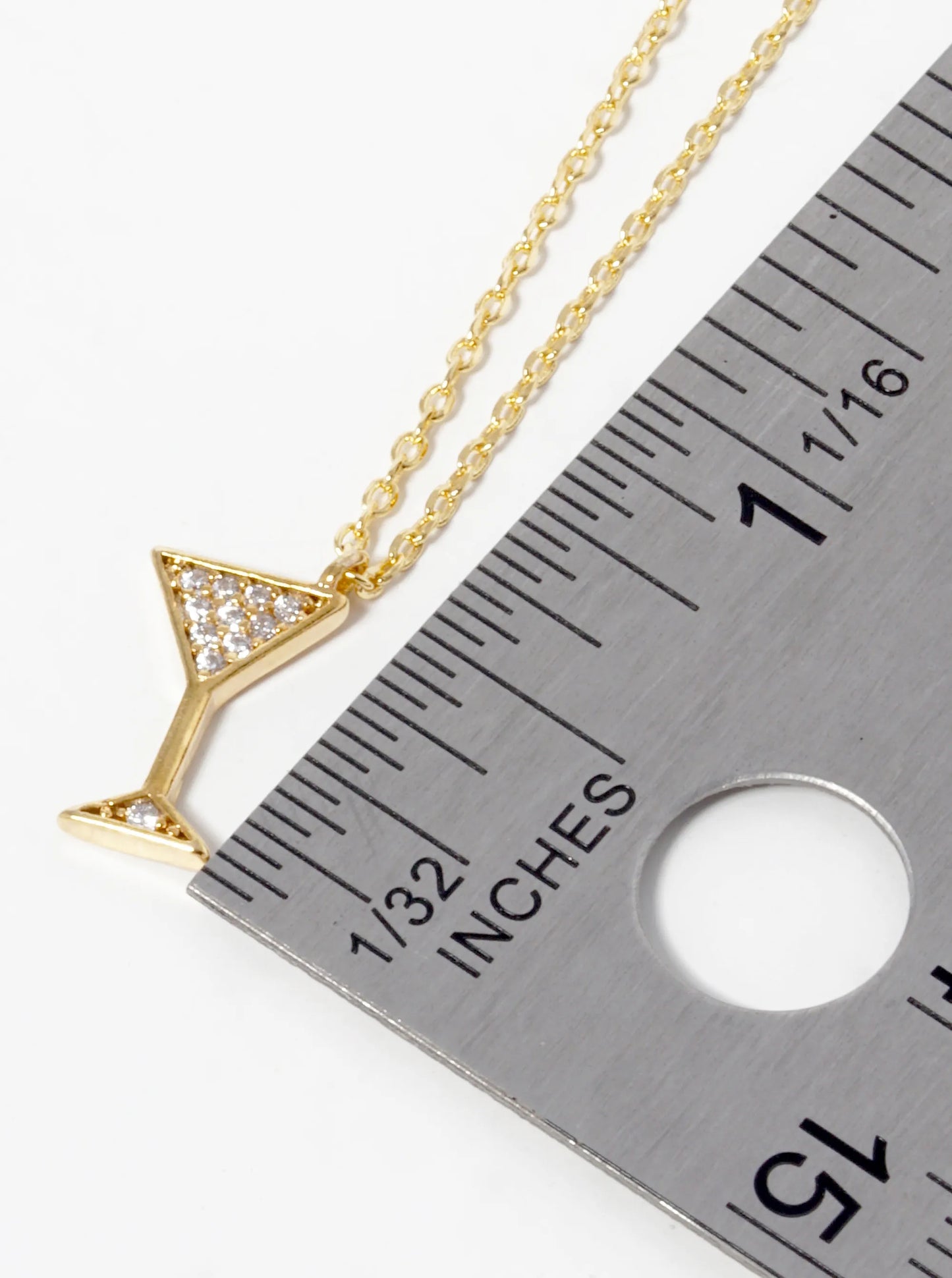 18K Gold Dipped Micro Pave Set Cubic Zirconia Martini Pendant Necklace