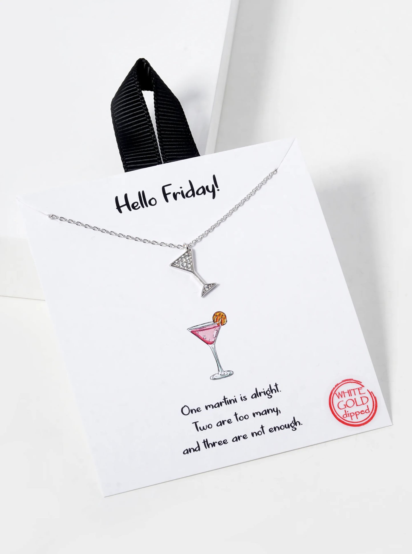 18K Gold Dipped Micro Pave Set Cubic Zirconia Martini Pendant Necklace