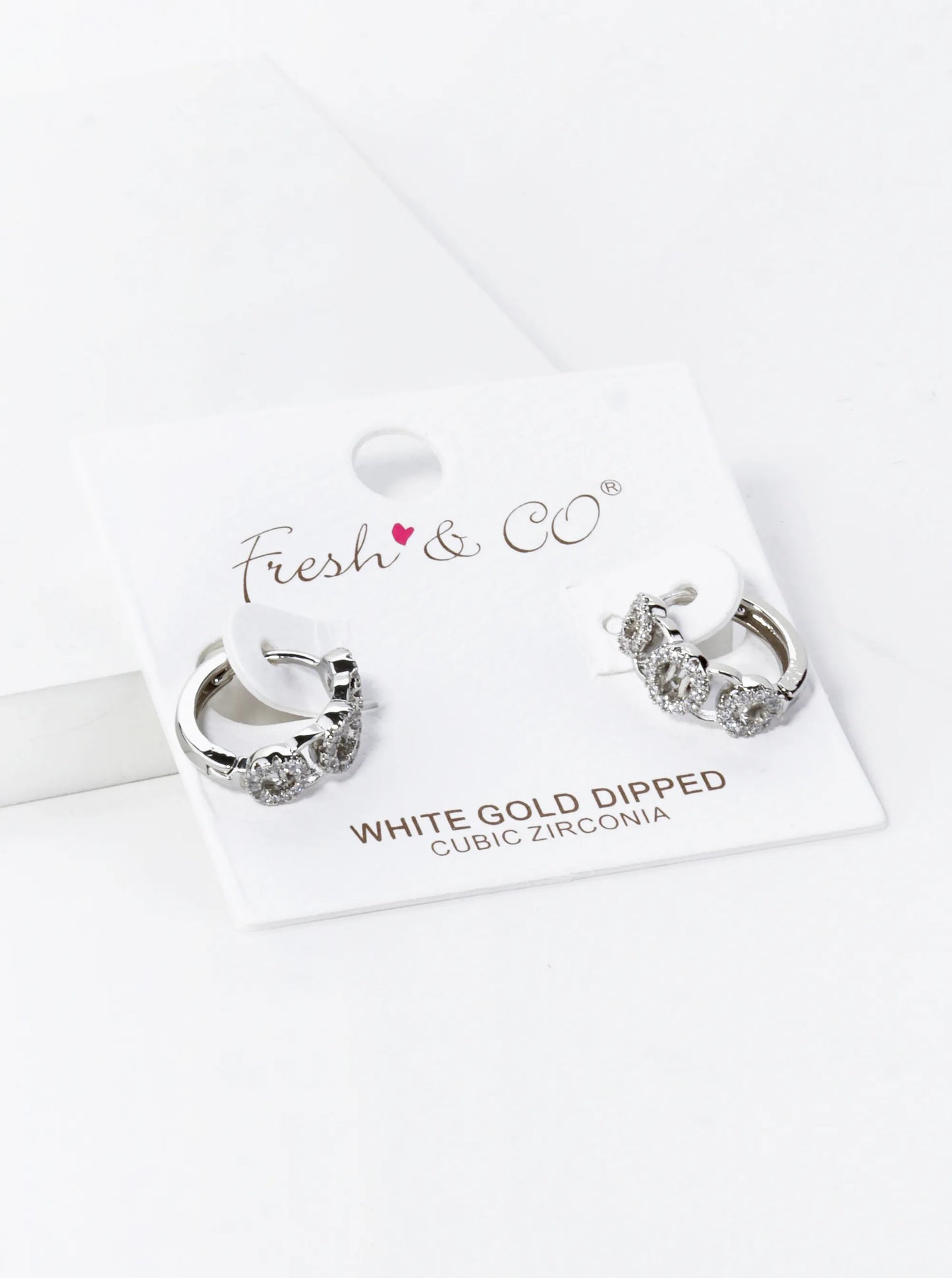 18K Gold Dipped Micro Pave Set Cubic Zirconia Multi Circle 13mm Huggie Hoop Earrings