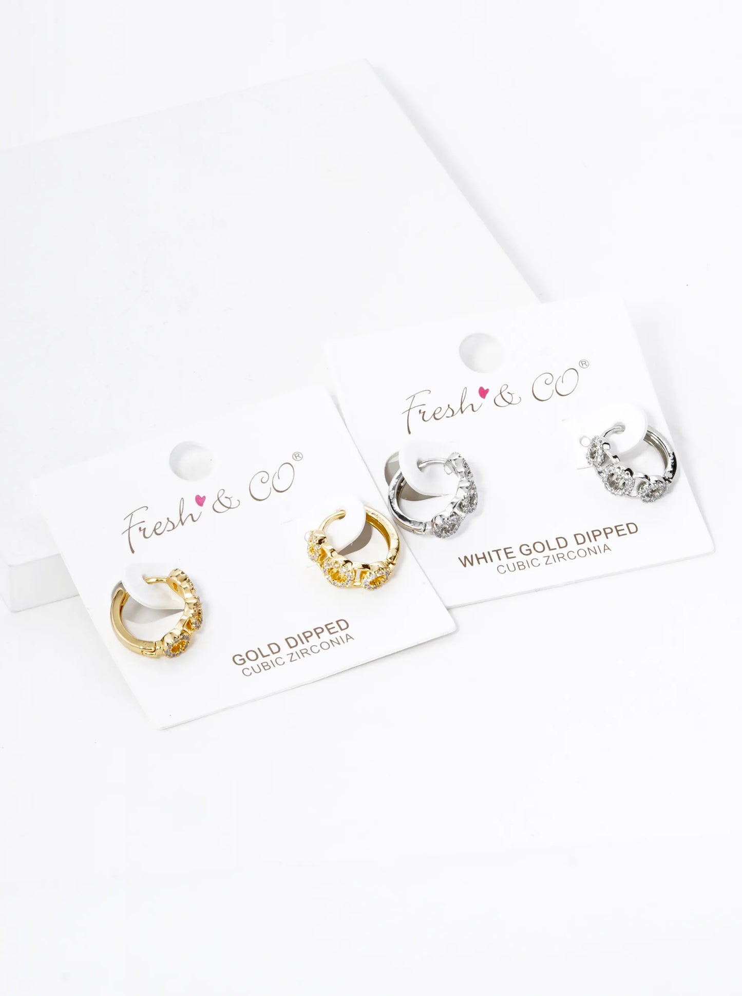 18K Gold Dipped Micro Pave Set Cubic Zirconia Multi Circle 13mm Huggie Hoop Earrings