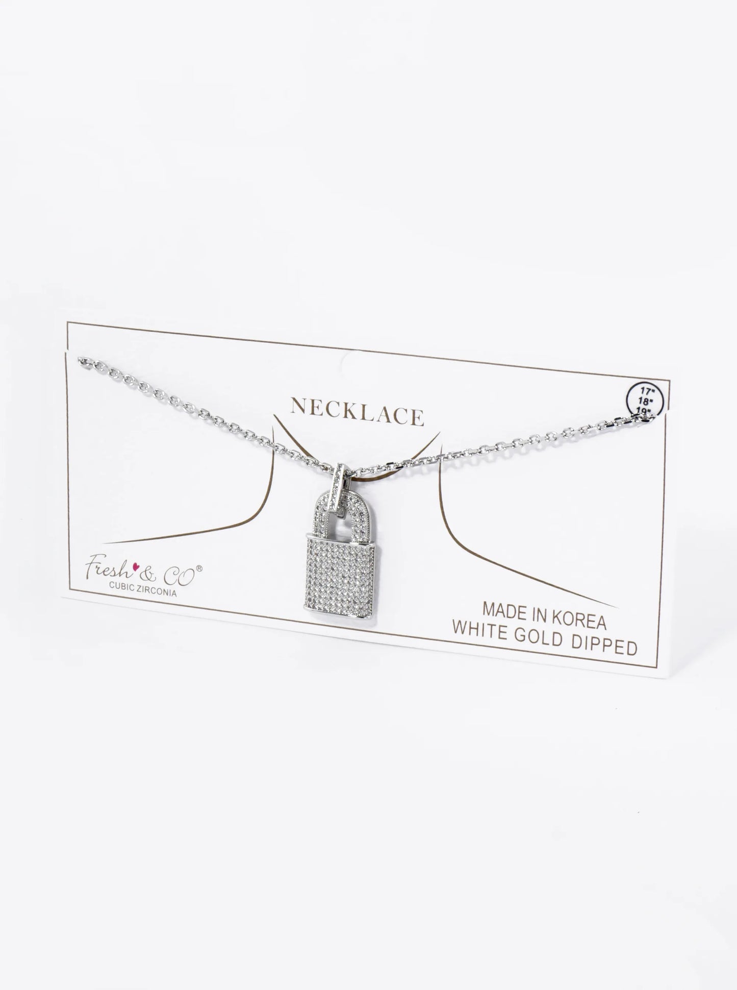 18K Gold Dipped Micro Pave Set Cubic Zirconia Padlock Pendant Necklace
