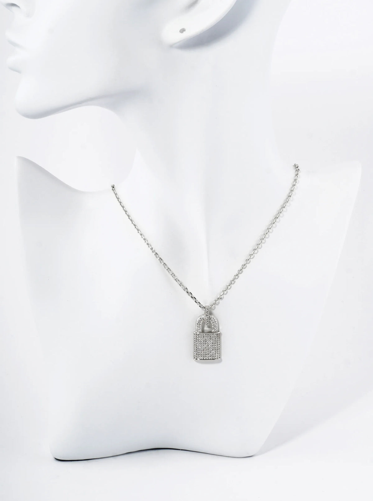 18K Gold Dipped Micro Pave Set Cubic Zirconia Padlock Pendant Necklace