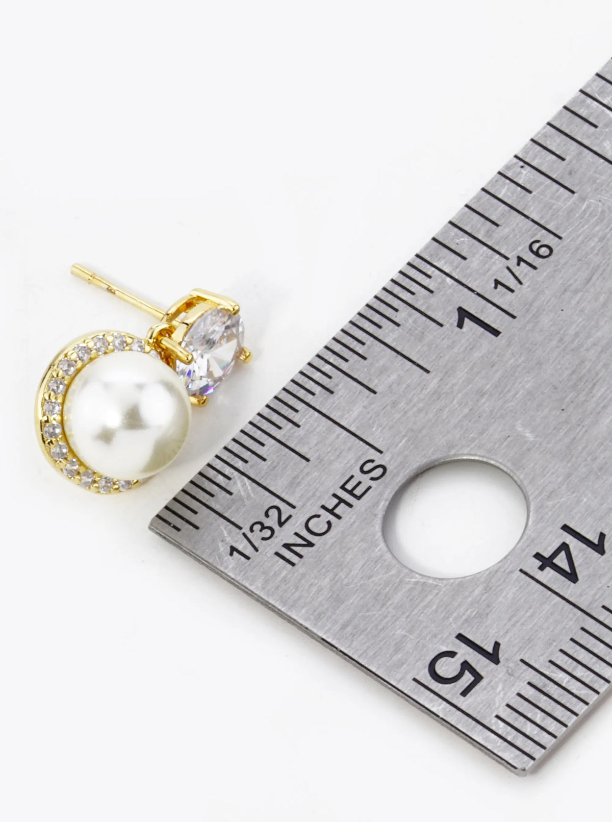 18K Gold Dipped Micro Pave Set Cubic Zirconia Pearl Drop Post Earrings