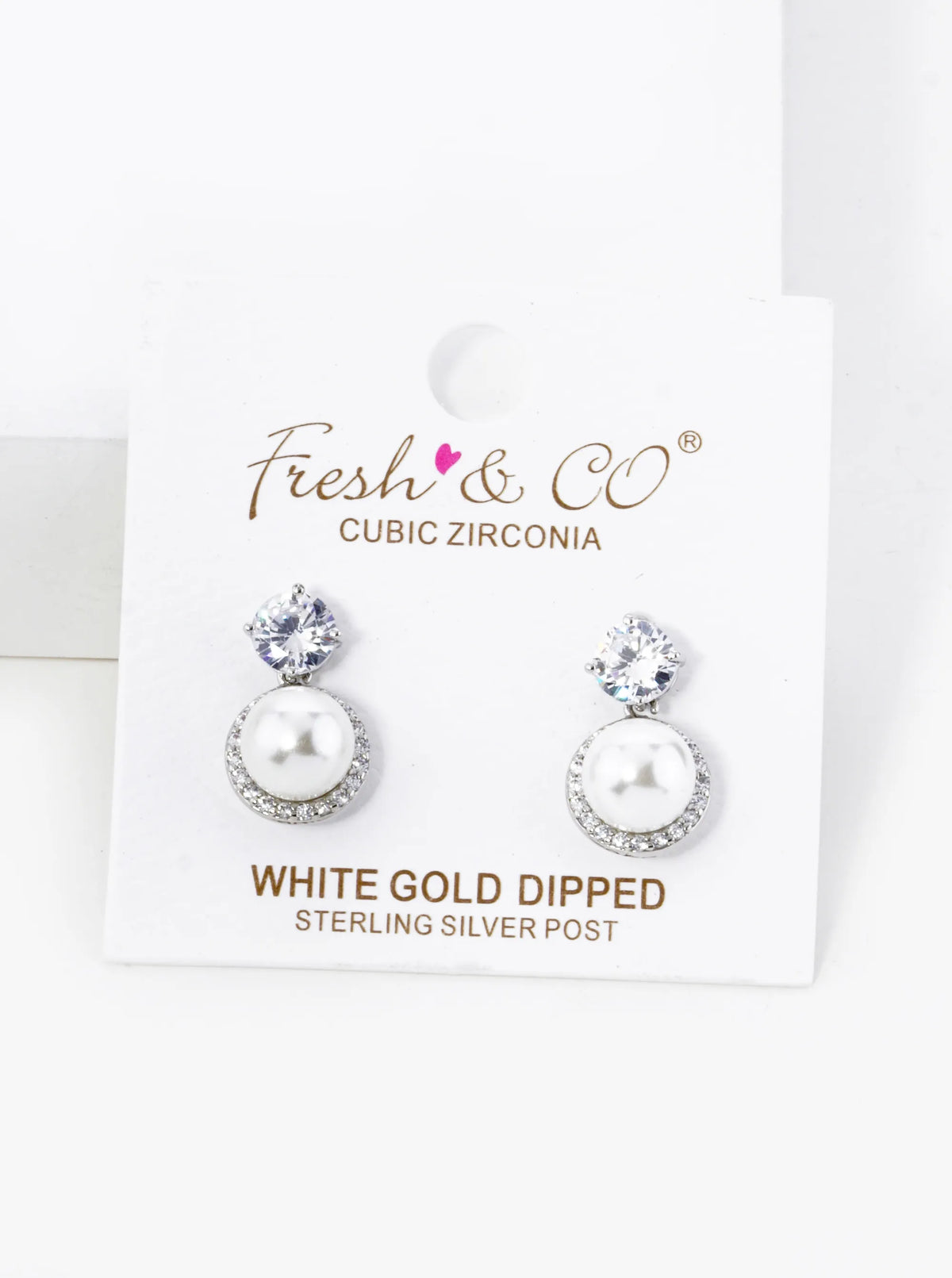 18K Gold Dipped Micro Pave Set Cubic Zirconia Pearl Drop Post Earrings