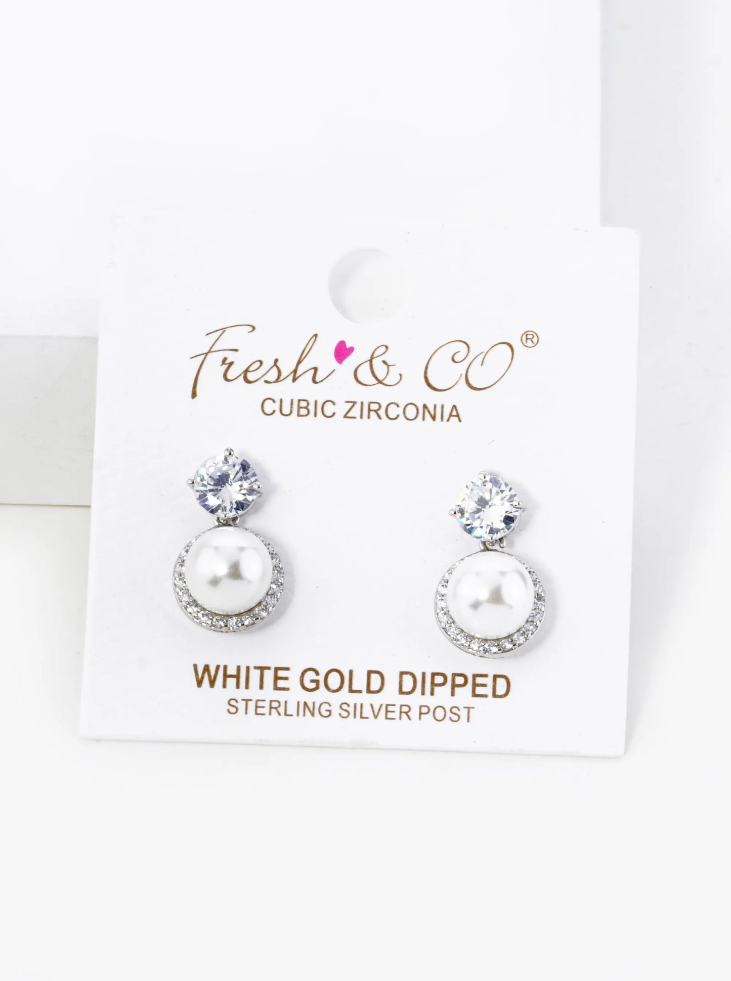 18K Gold Dipped Micro Pave Set Cubic Zirconia Pearl Drop Post Earrings