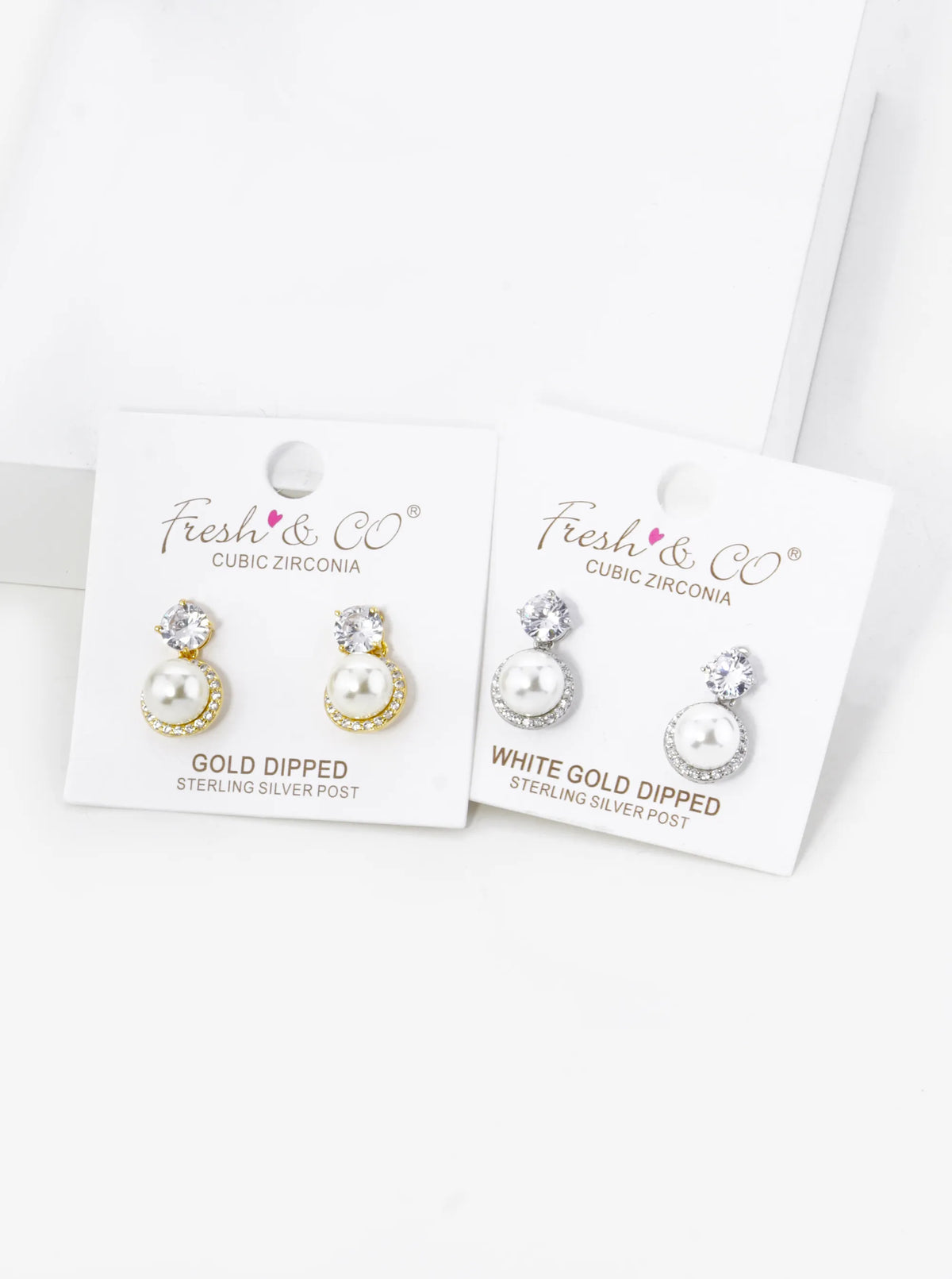 18K Gold Dipped Micro Pave Set Cubic Zirconia Pearl Drop Post Earrings