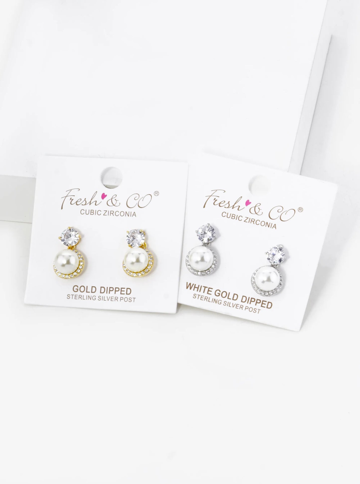 18K Gold Dipped Micro Pave Set Cubic Zirconia Pearl Drop Post Earrings