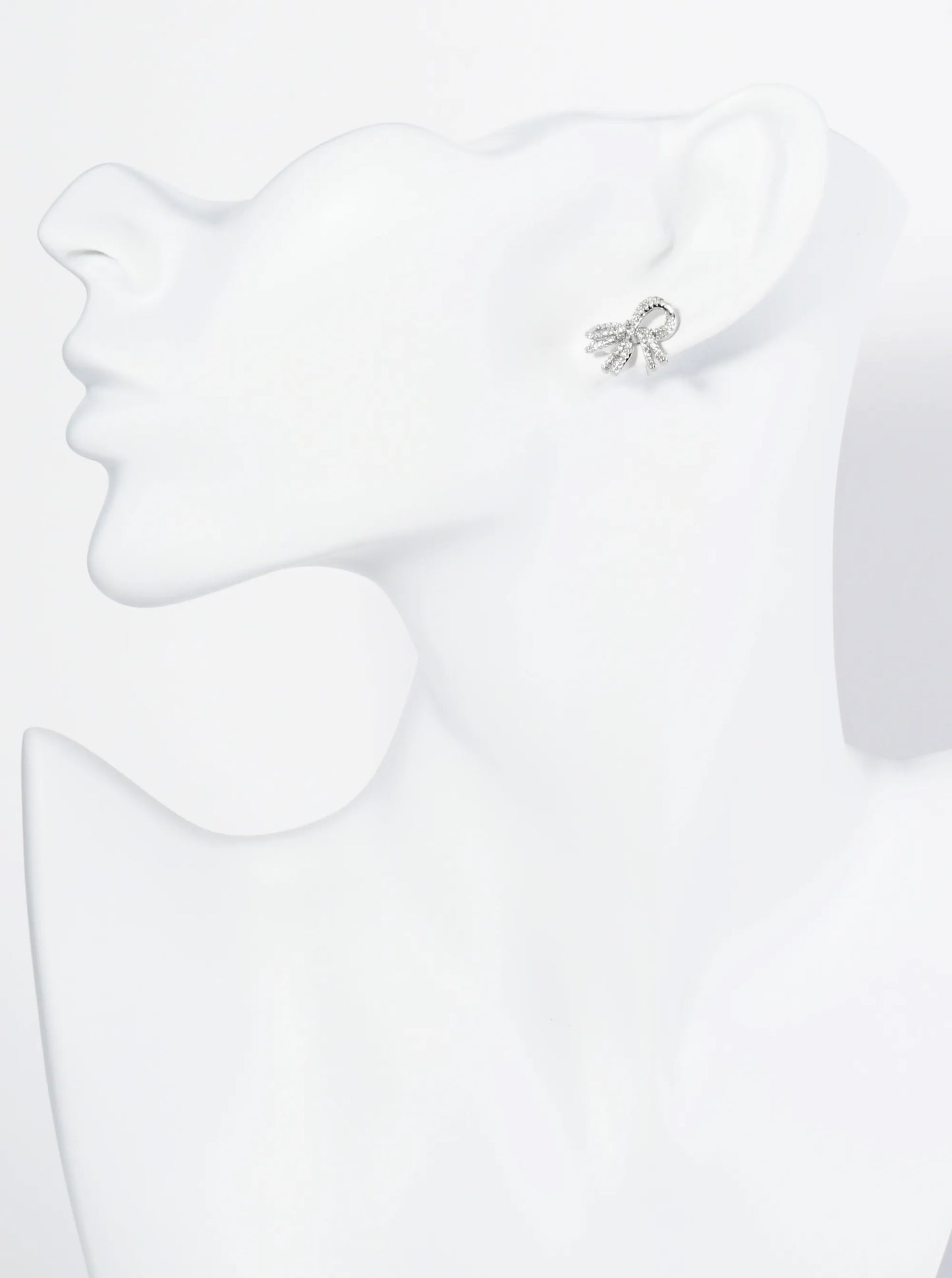 18K Gold Dipped Micro Pave Set Cubic Zirconia Ribbon Bow Stud Earrings