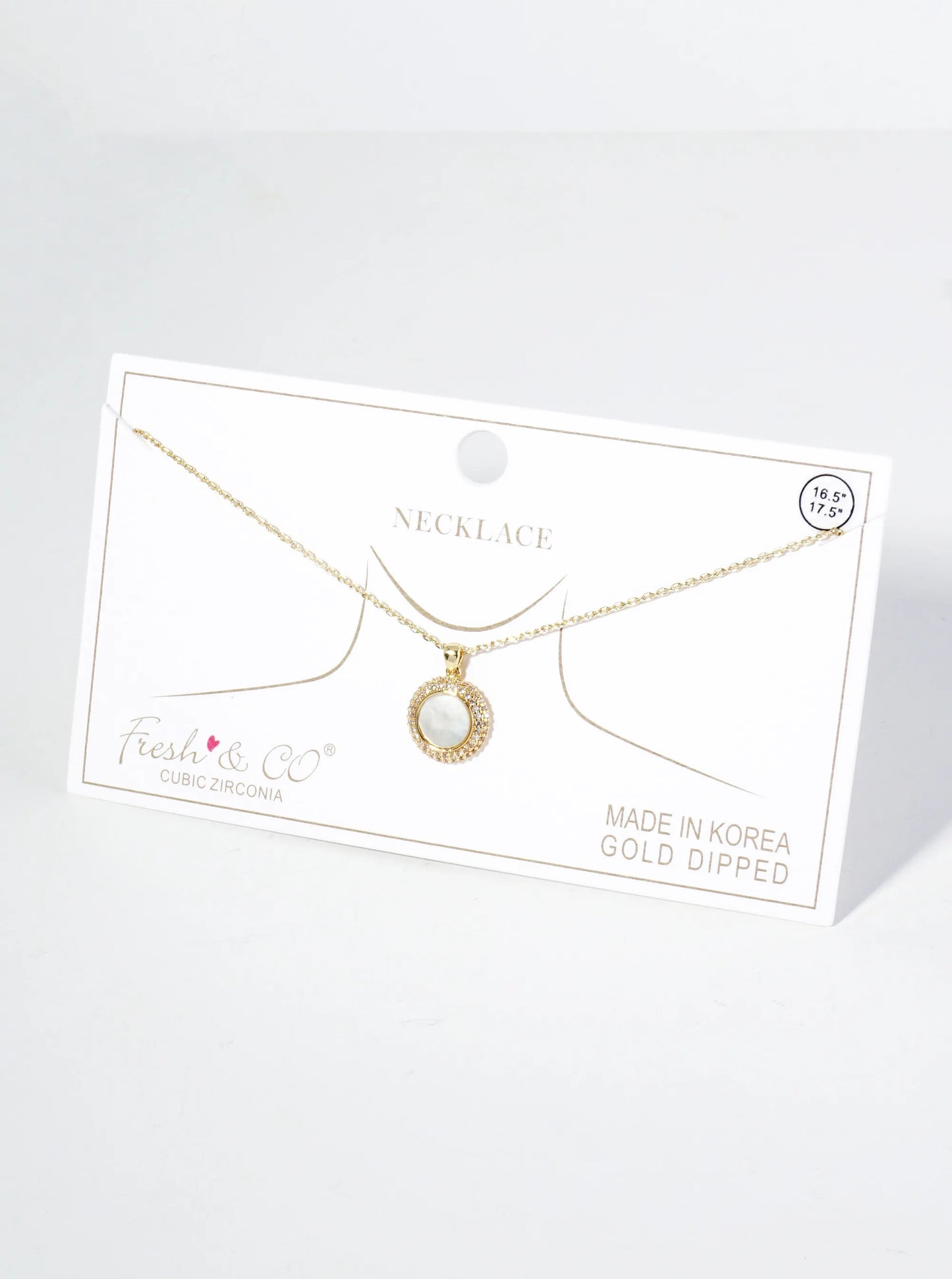 18K Gold Dipped Micro Pave Set Cubic Zirconia Round Pendant Necklace