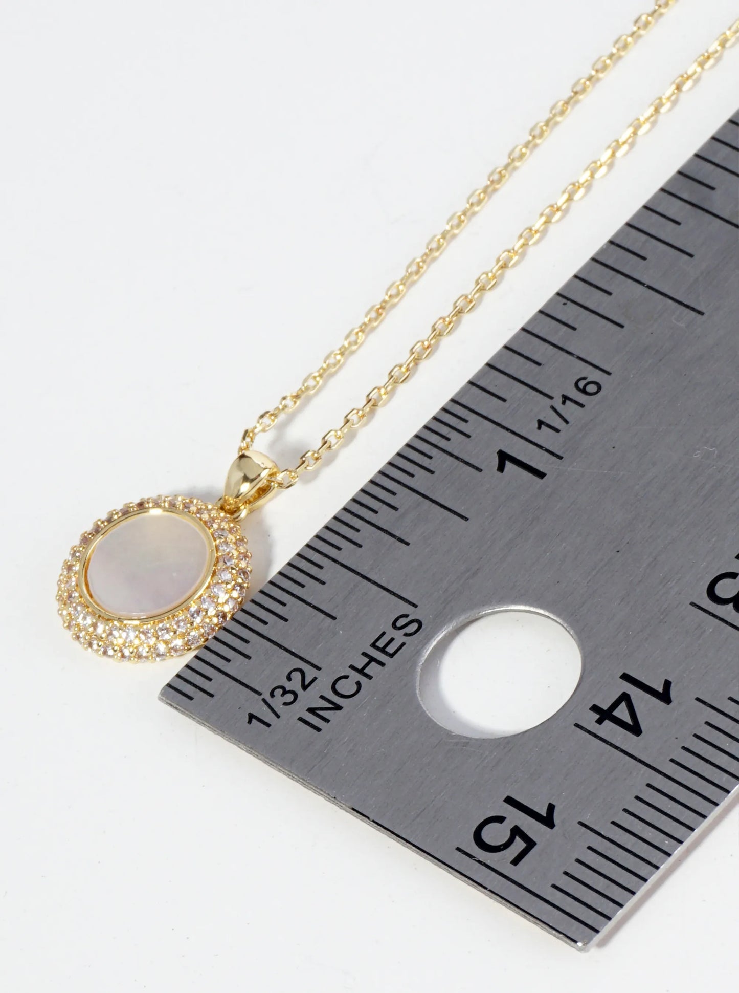 18K Gold Dipped Micro Pave Set Cubic Zirconia Round Pendant Necklace
