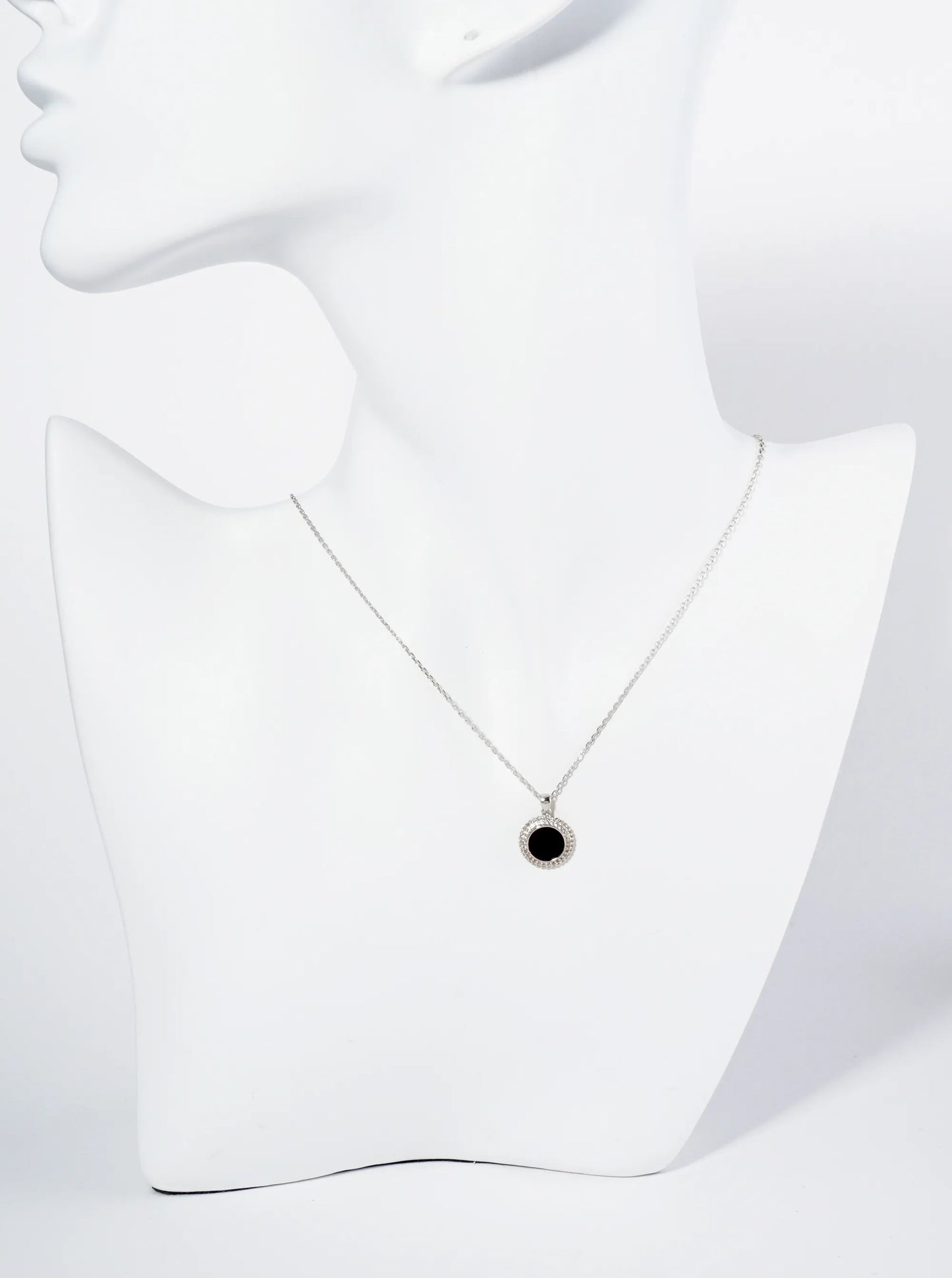 18K Gold Dipped Micro Pave Set Cubic Zirconia Round Pendant Necklace