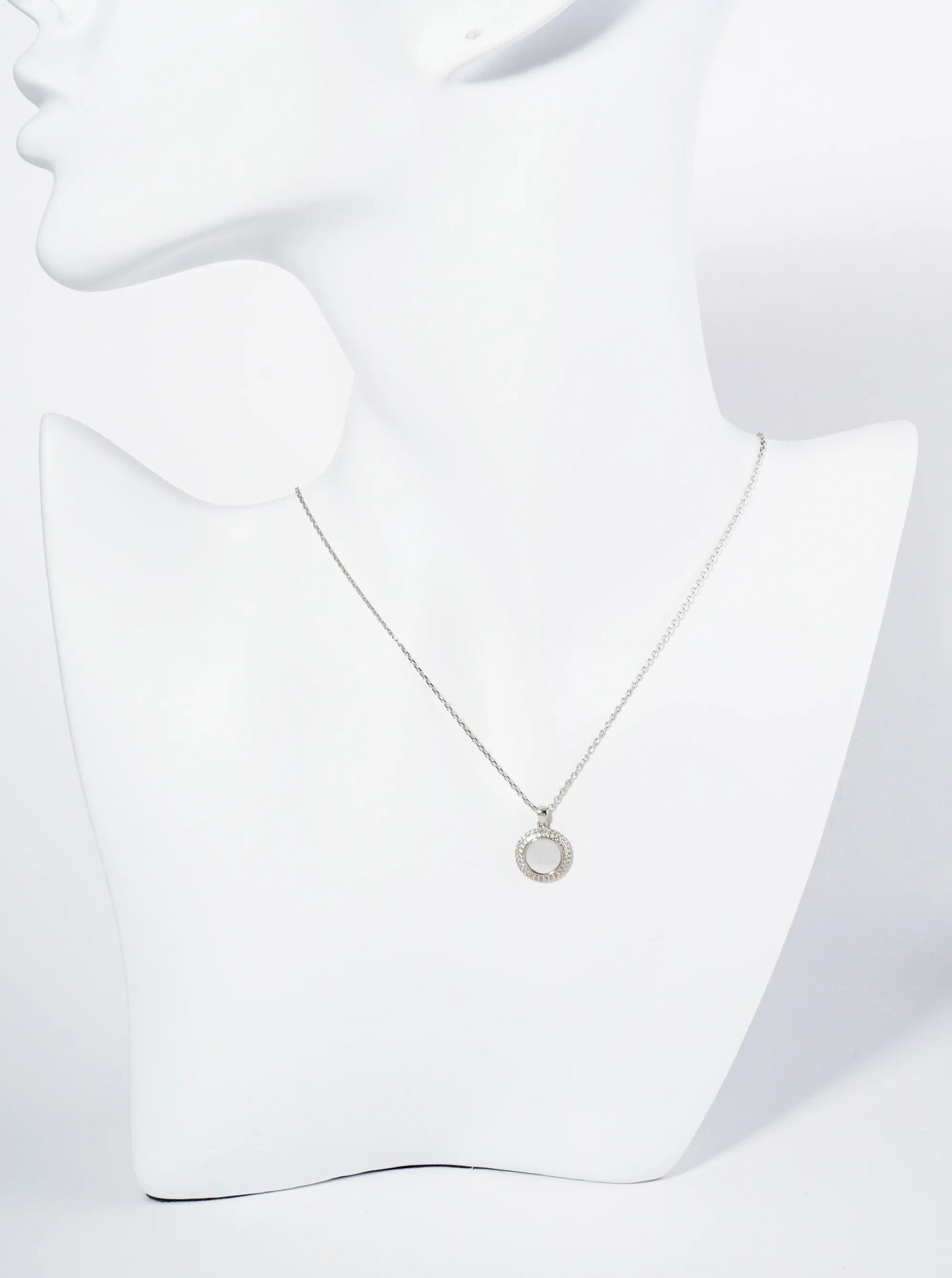 18K Gold Dipped Micro Pave Set Cubic Zirconia Round Pendant Necklace