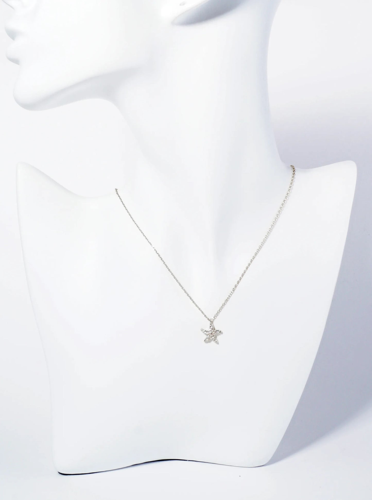 18K Gold Dipped Micro Pave Set Cubic Zirconia Starfish Sea Star Pendant Necklace