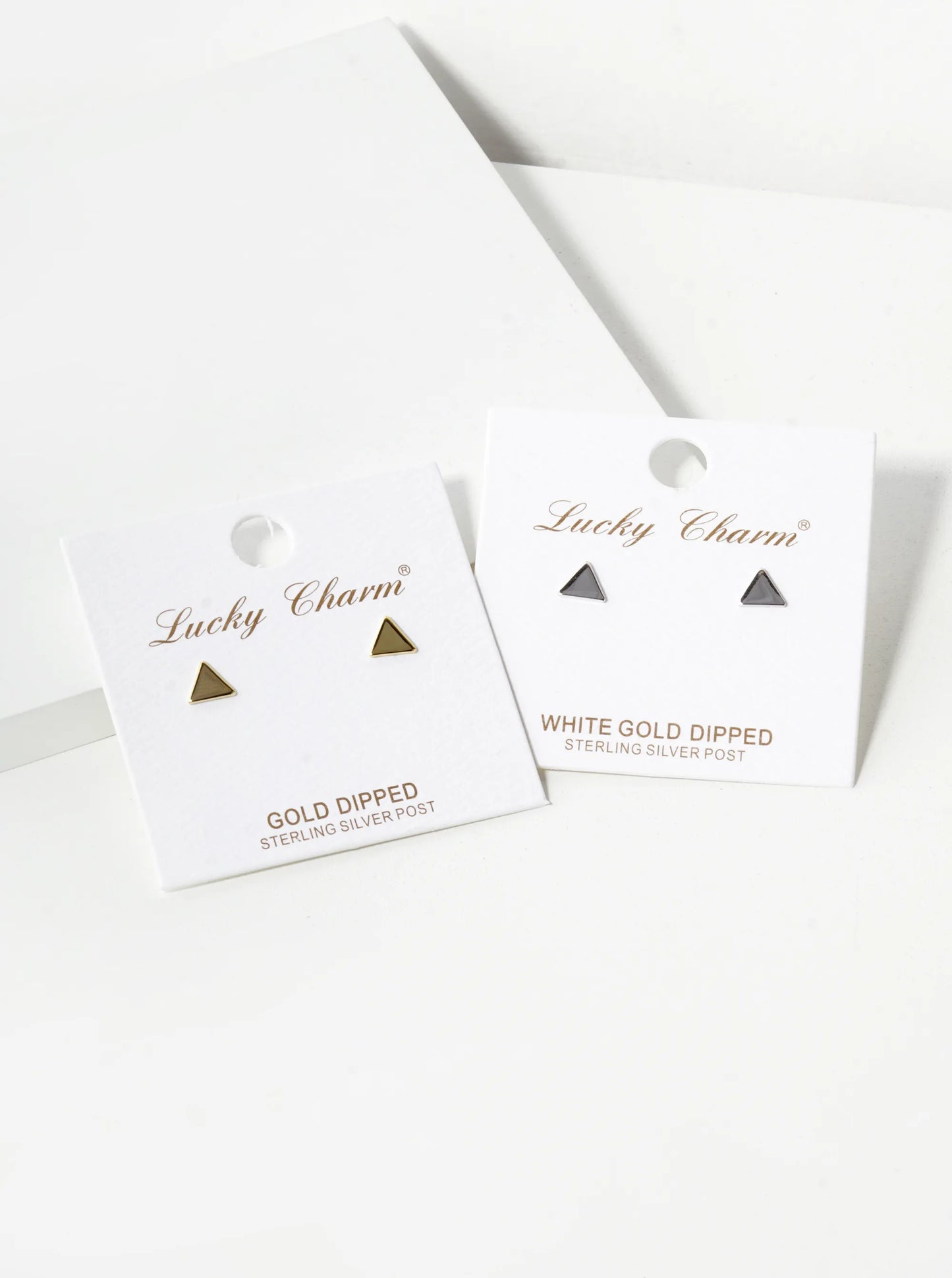 18K Gold Dipped Minimalist 5mm Brass Flat Triangle Sterling Silver Post Stud Earrings