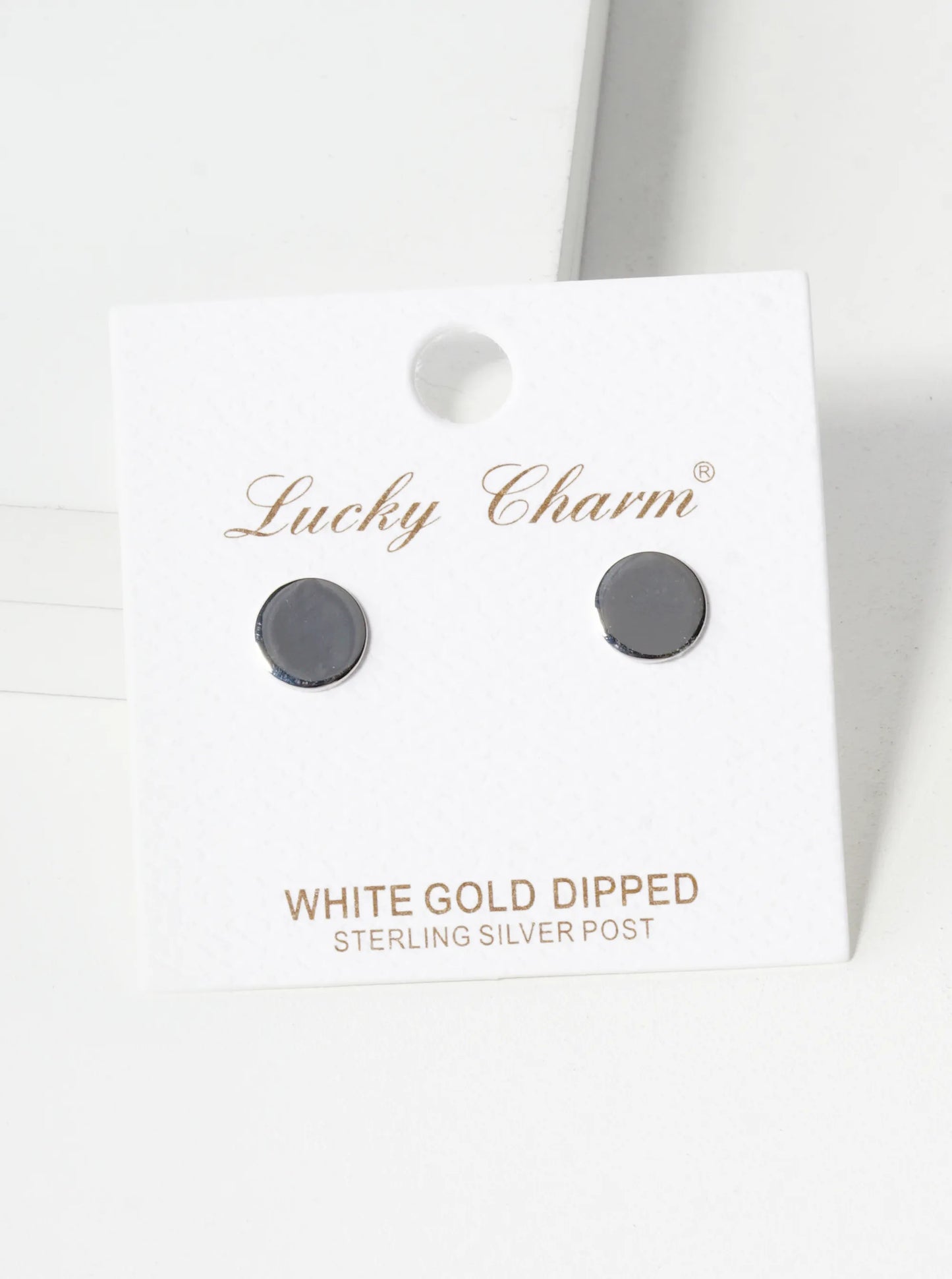 18K Gold Dipped Minimalist 8mm Brass Flat Round Sterling Silver Post Stud Earrings