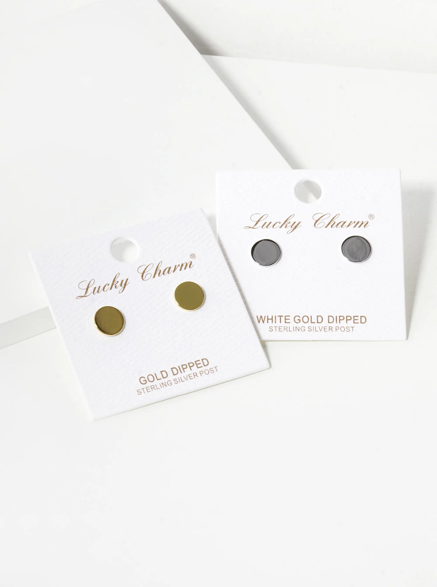 18K Gold Dipped Minimalist 8mm Brass Flat Round Sterling Silver Post Stud Earrings