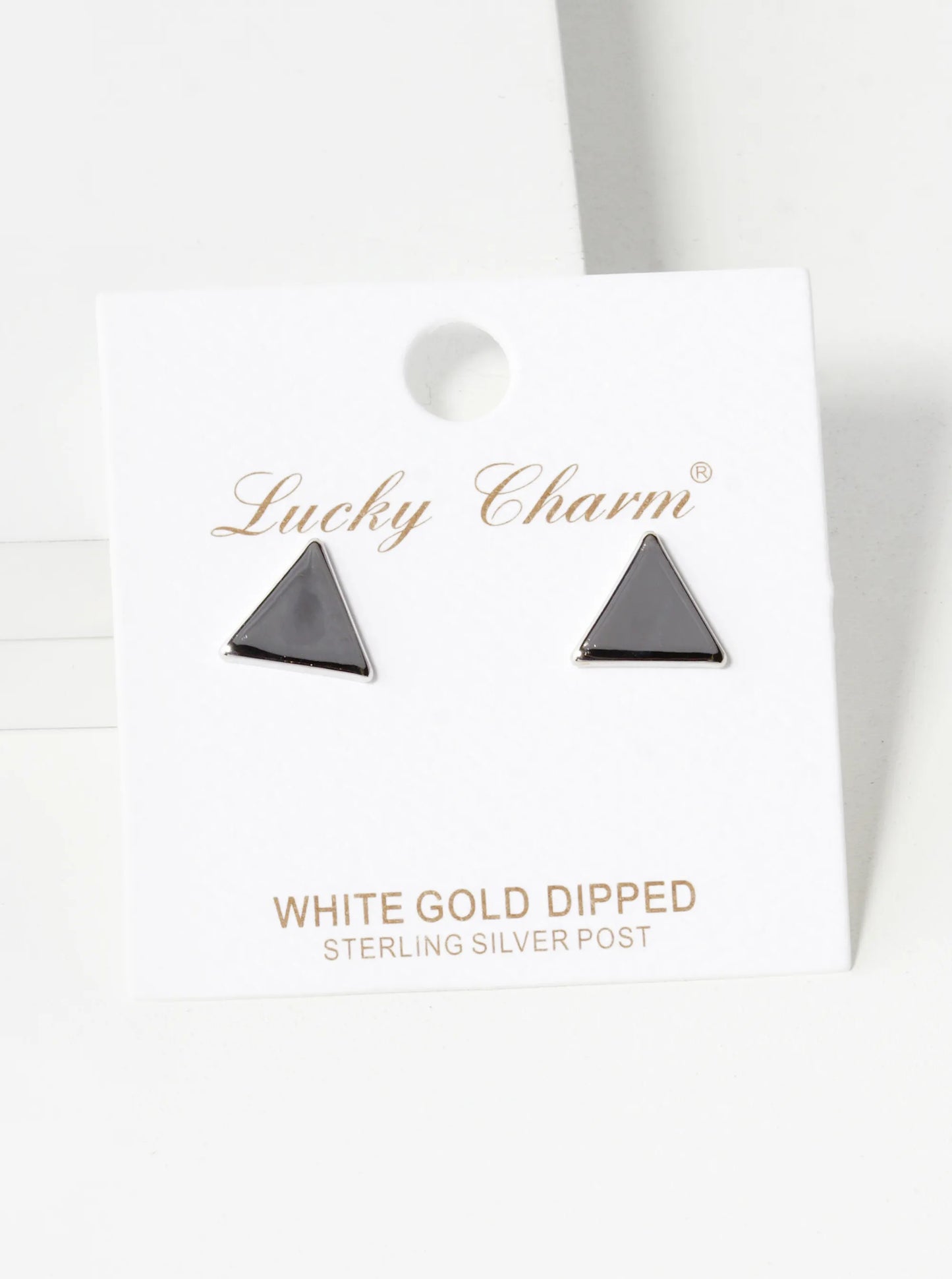 18K Gold Dipped Minimalist 9mm Brass Flat Triangle Sterling Silver Post Stud Earrings